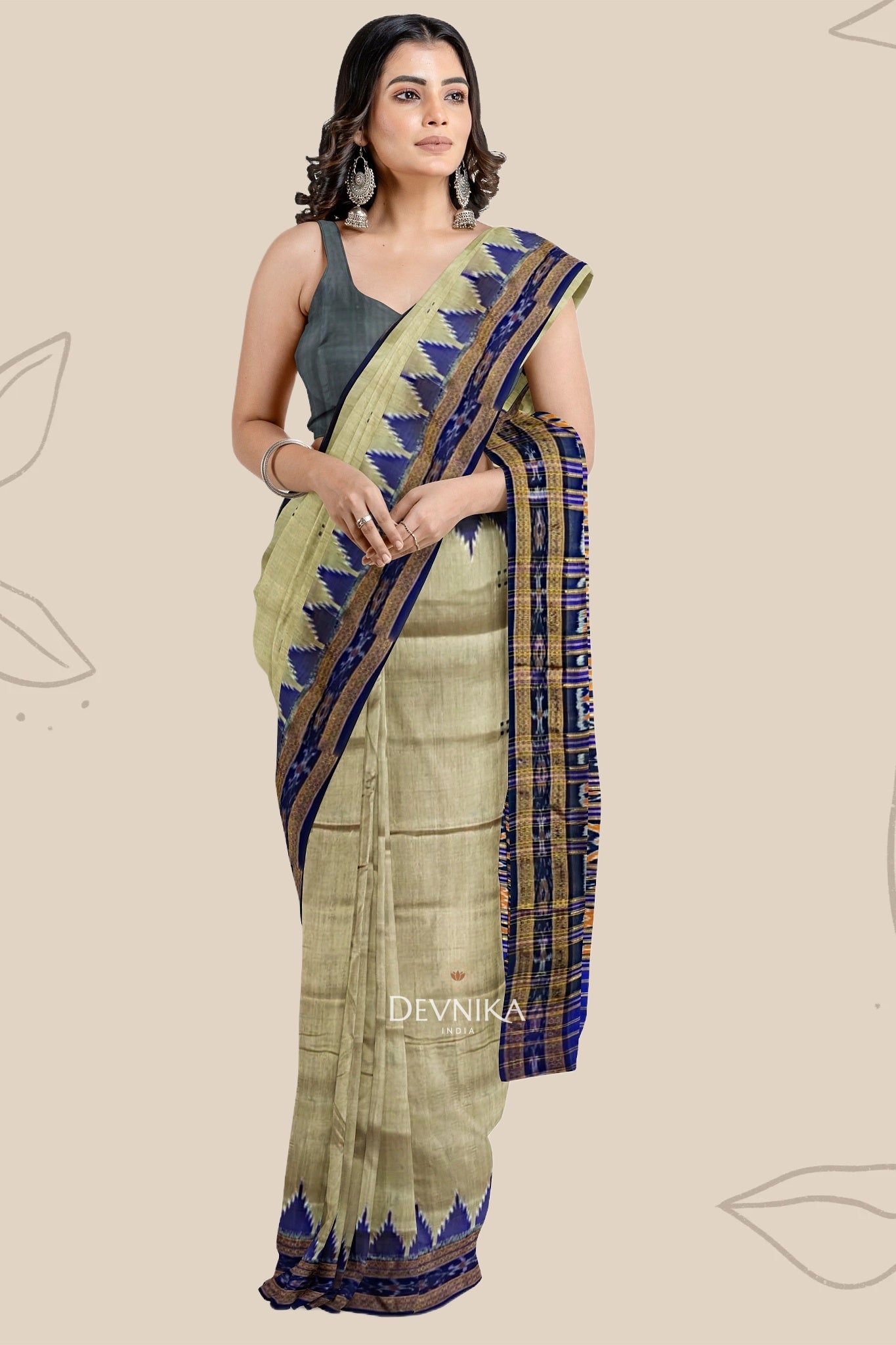 Matha Big Temple Border Khandua Pata Saree | Odisha Handloom | Devnika