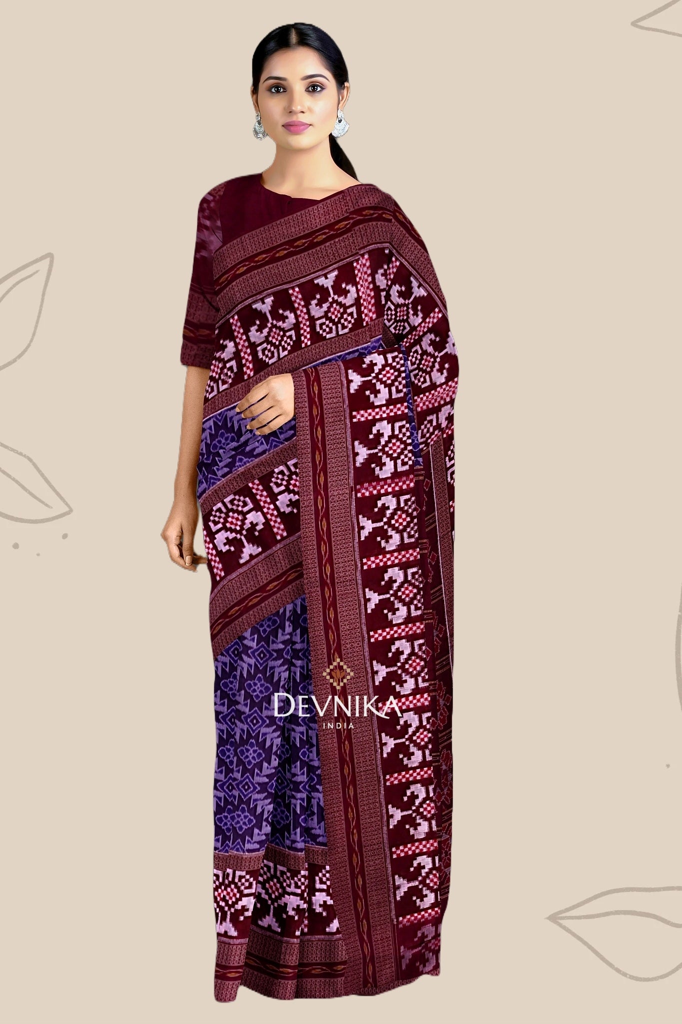 Purple Pasapalli Handloom Cotton Saree | Odisha Handloom | Devnika