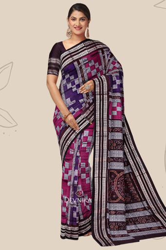 Magenta Violet Bandha Bomkai Saree