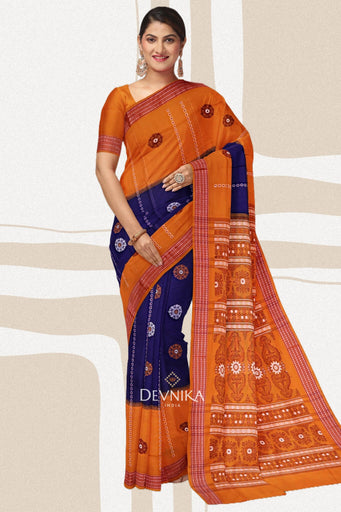 Blue Violate Bomkai Saree