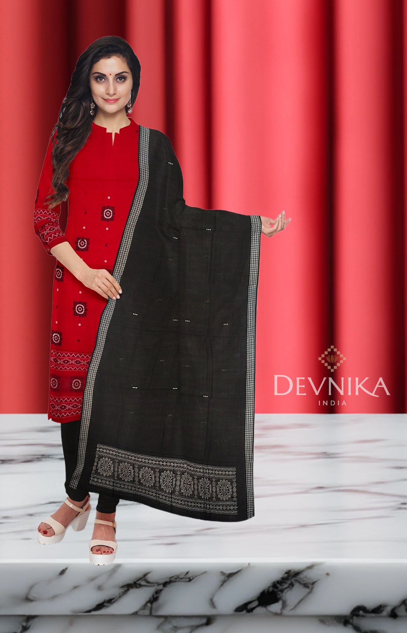 Red Bomkai Dress Set