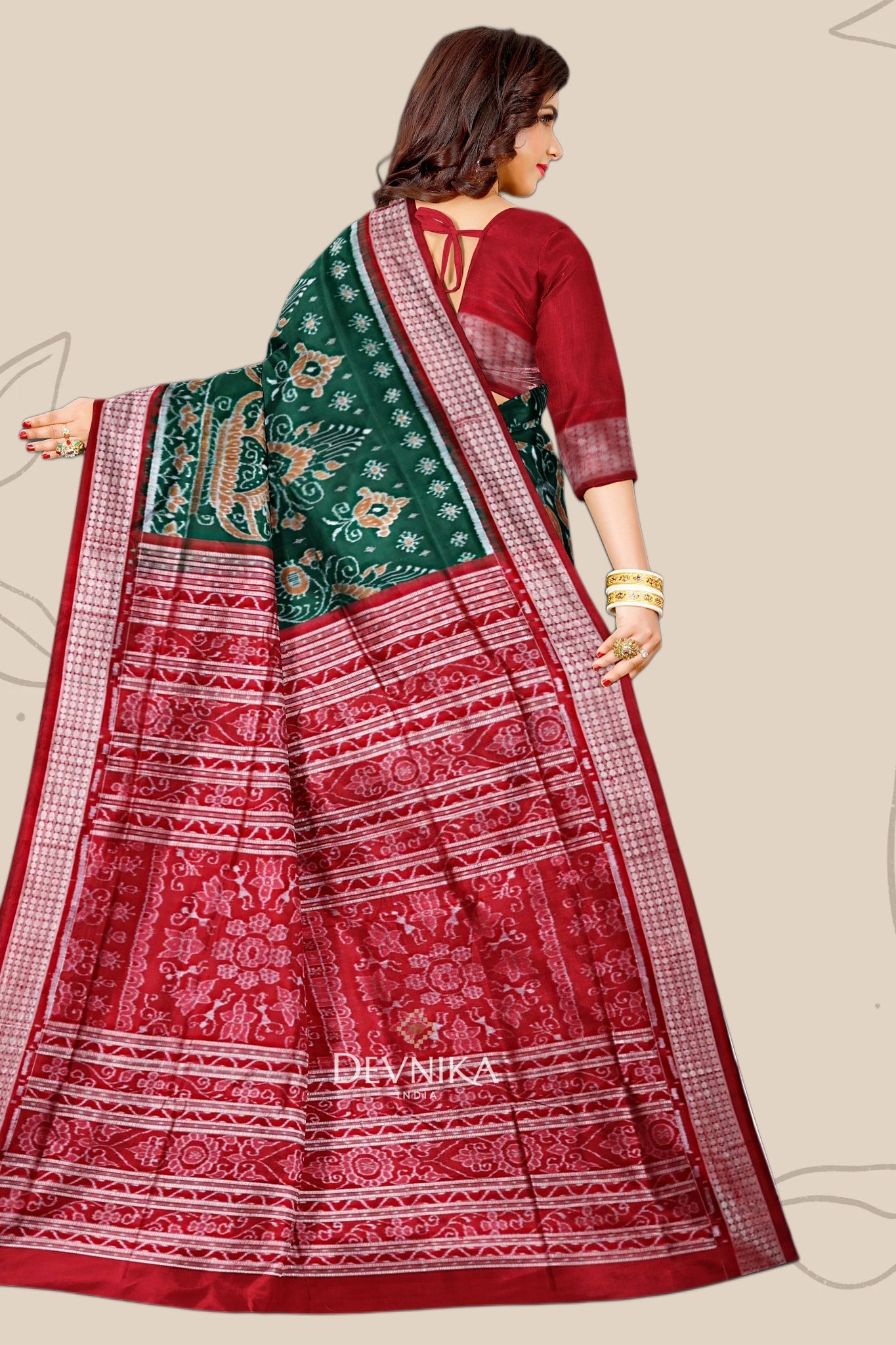 Forest Green Traditional Body Bandha Saree