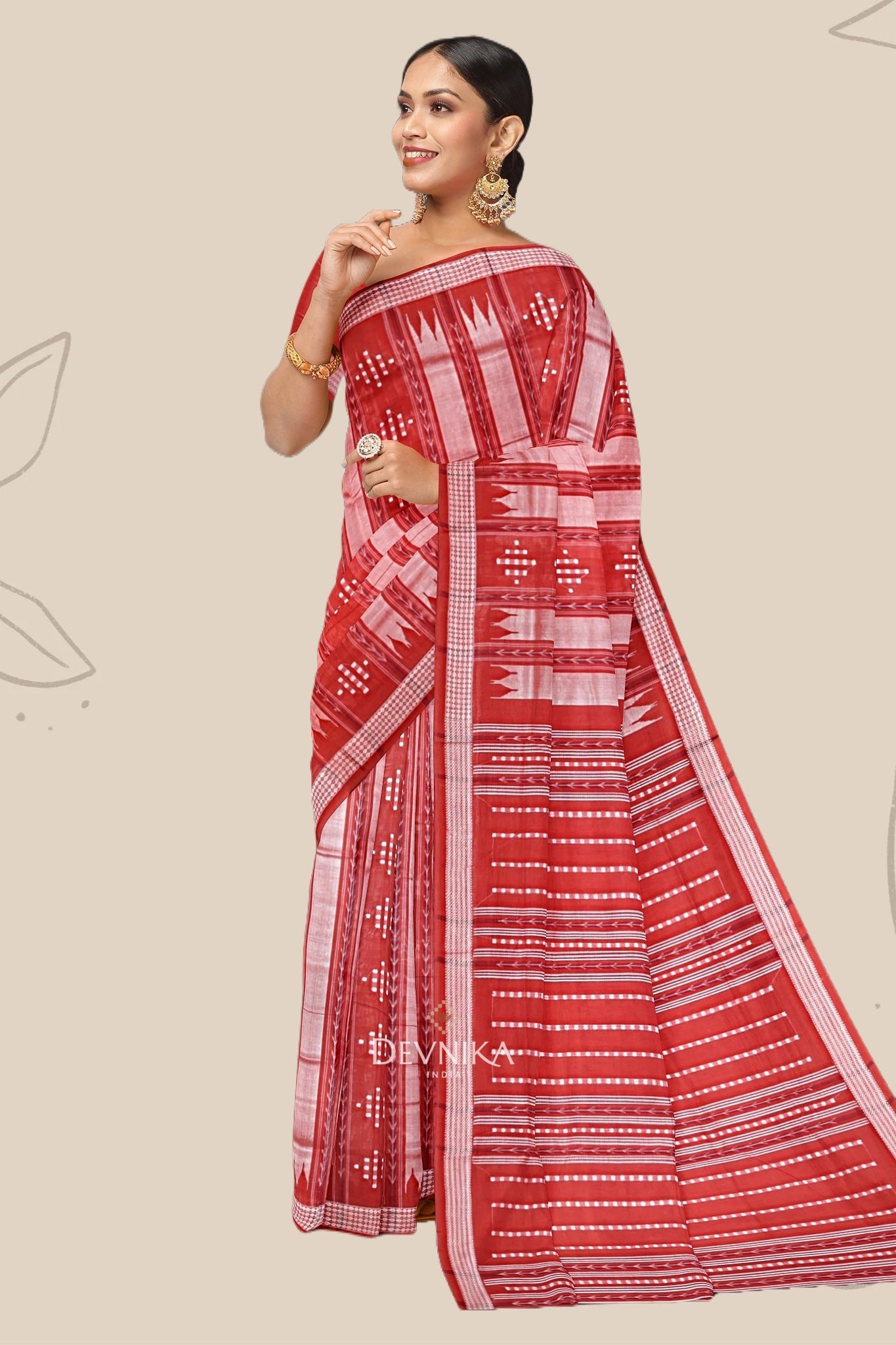 Rust And Tan Pata Bapta Saree