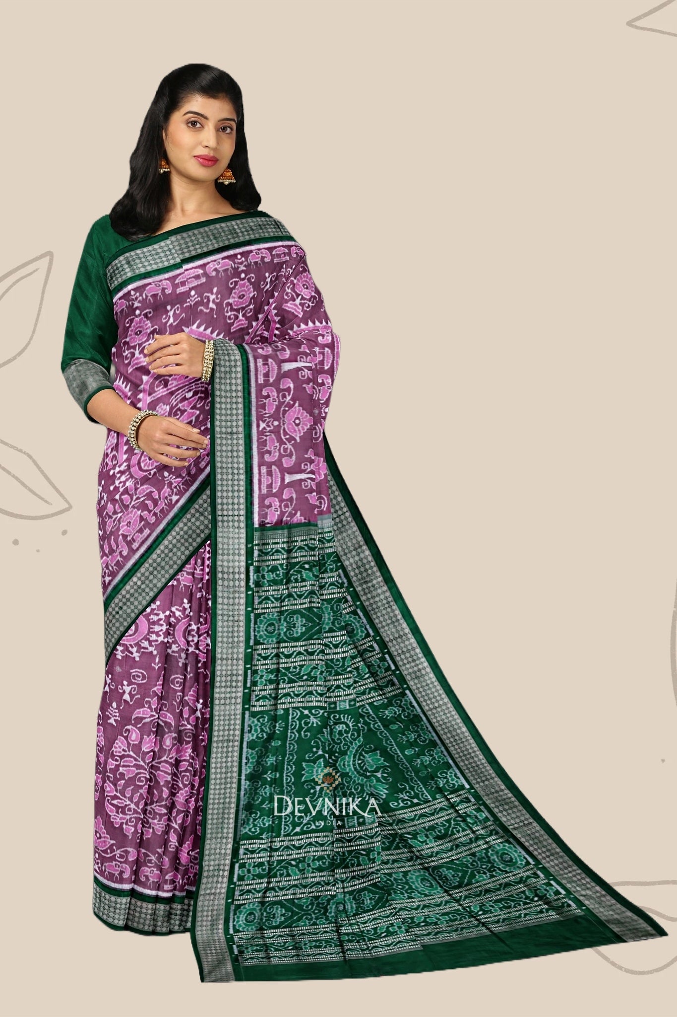 Lavender Blue Teracota Bandha Saree