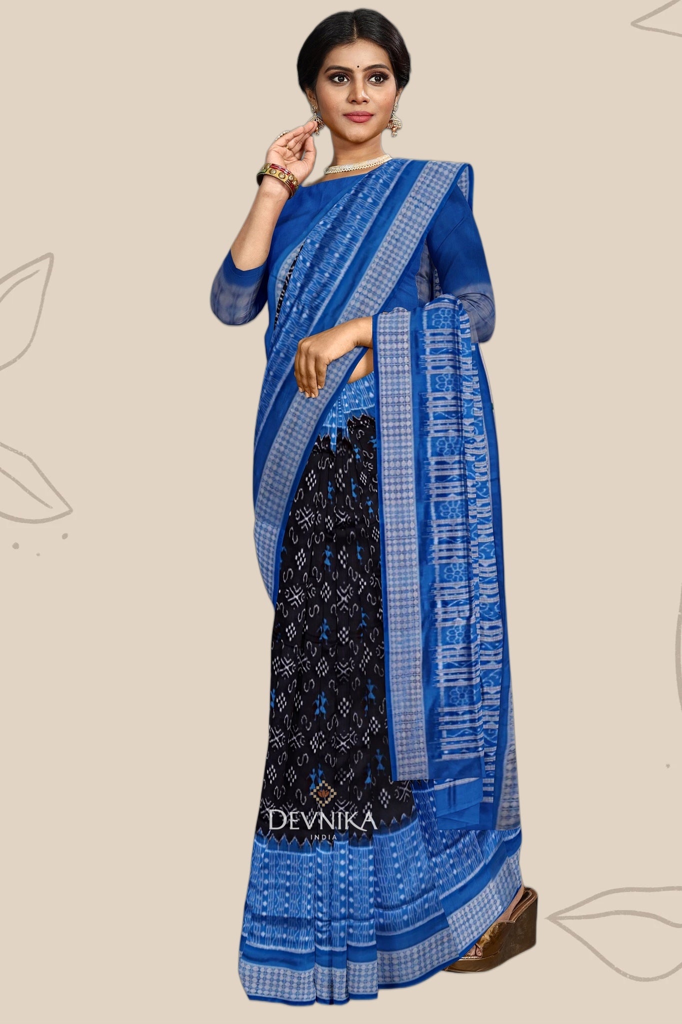 Black Bandha Sambalapuri Silk Saree