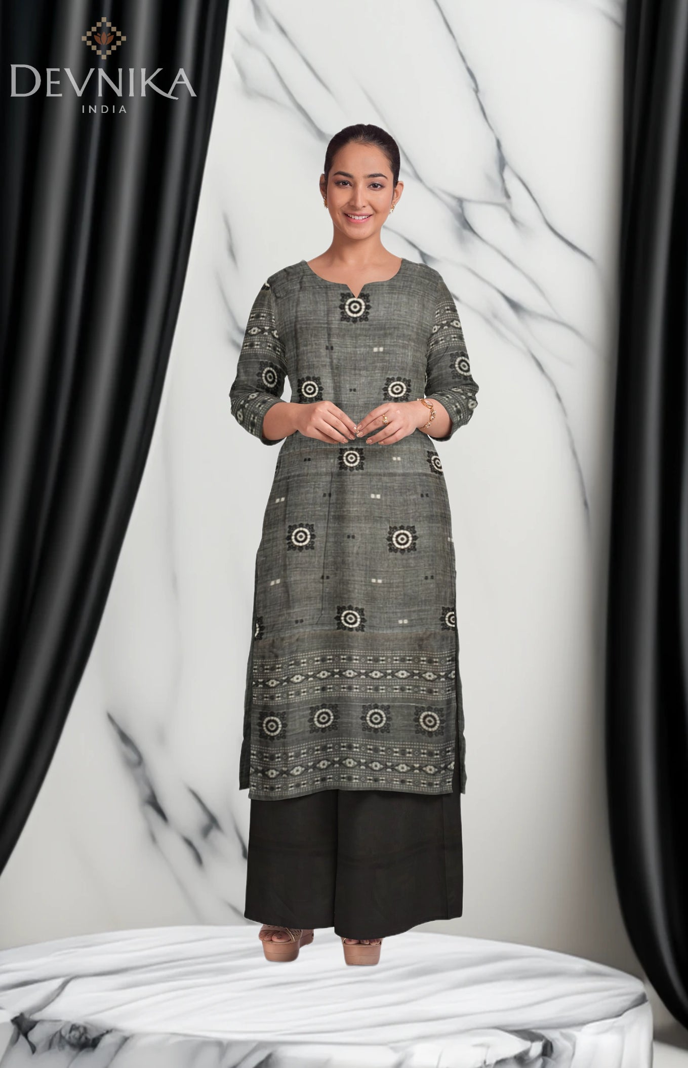 Grey Bomkai Dress Set