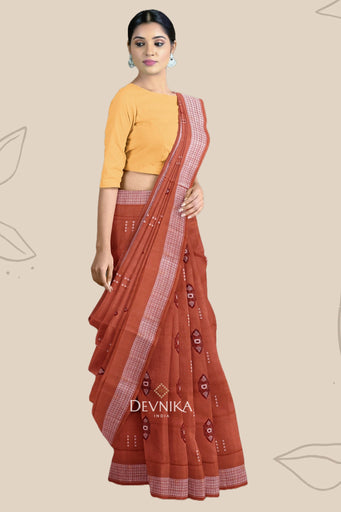 Chocklate Brown Bomkai Saree