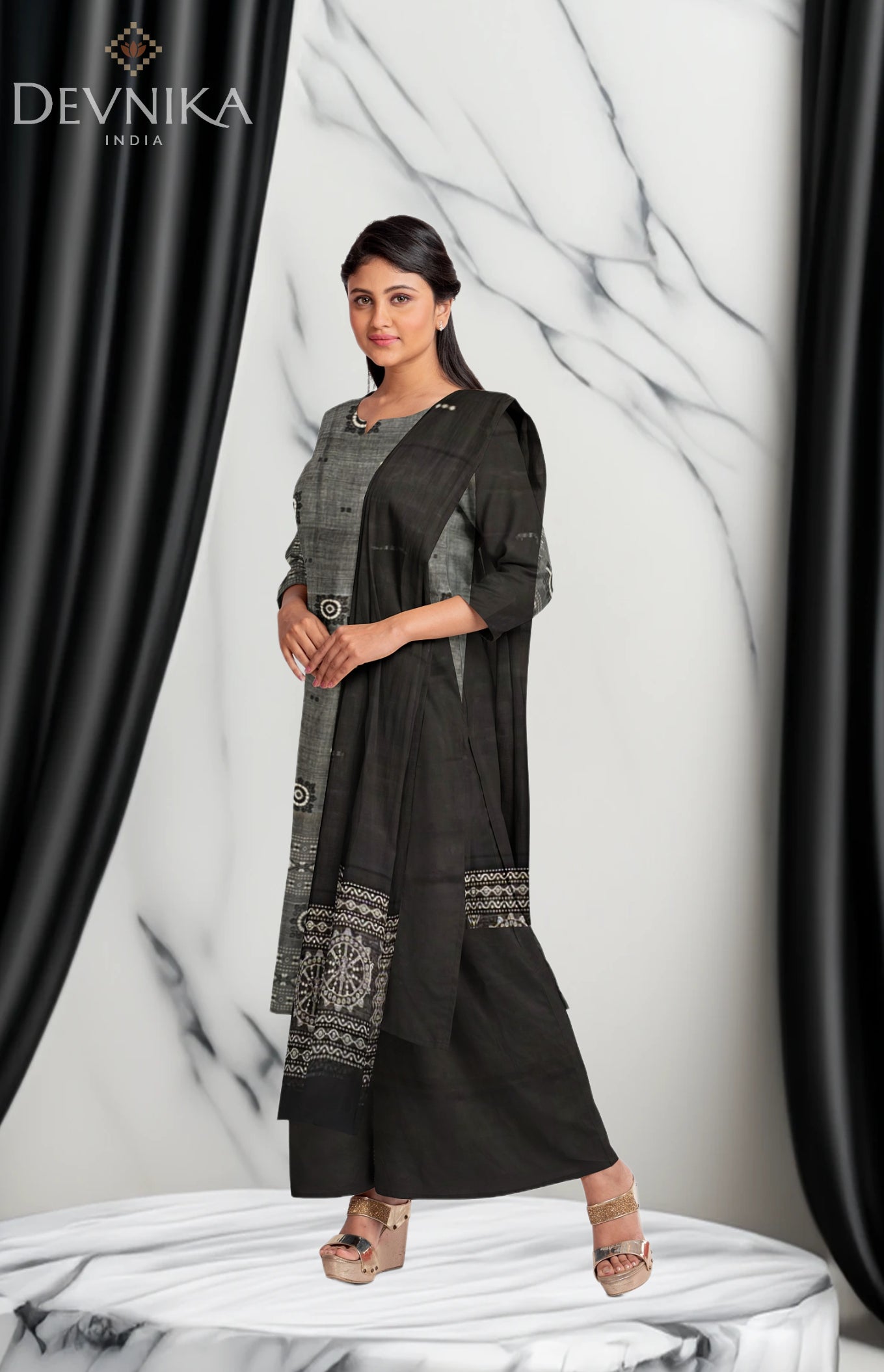 Grey Bomkai Dress Set