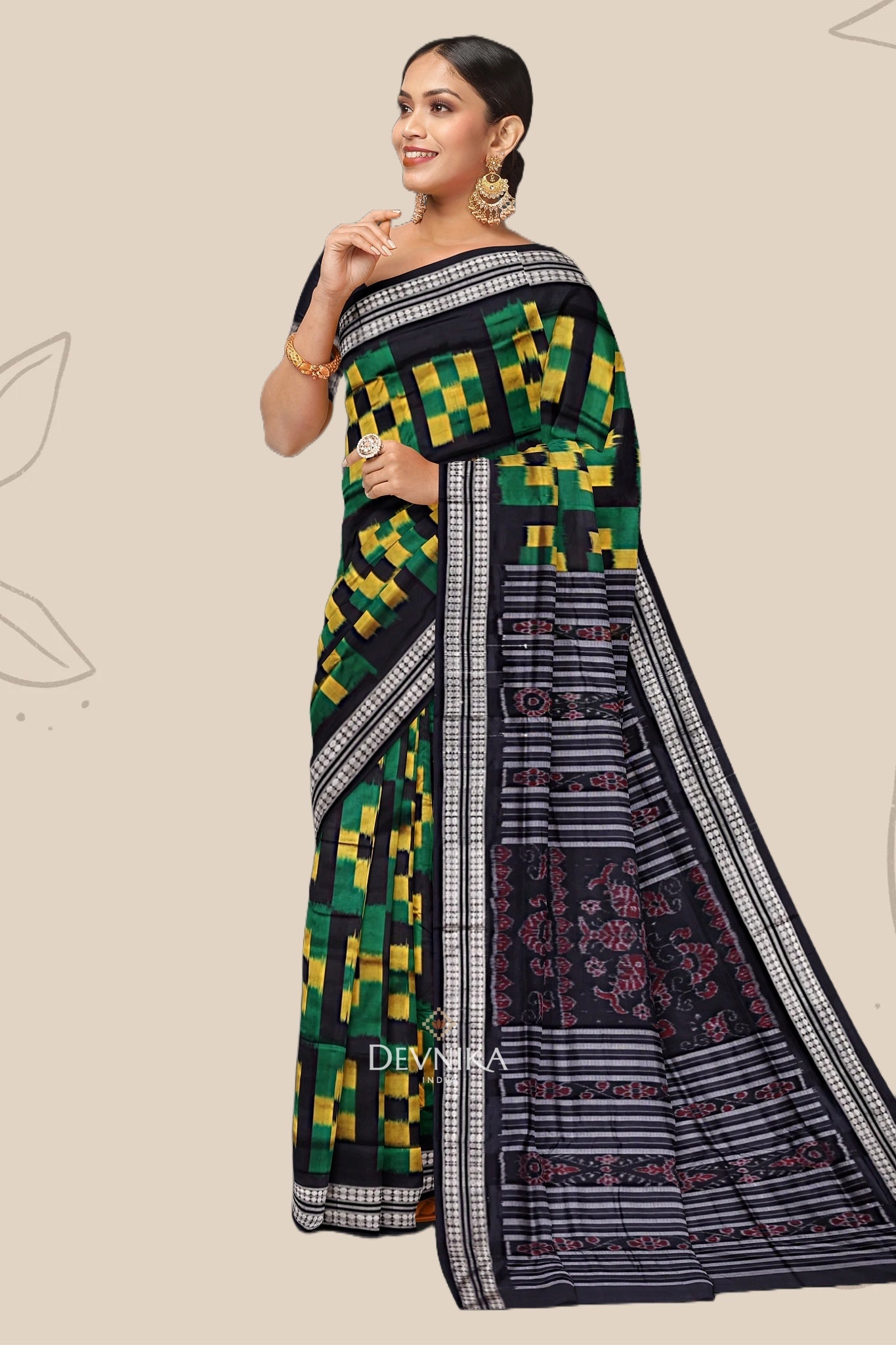 Black Self Border Body Pasapalli Saree
