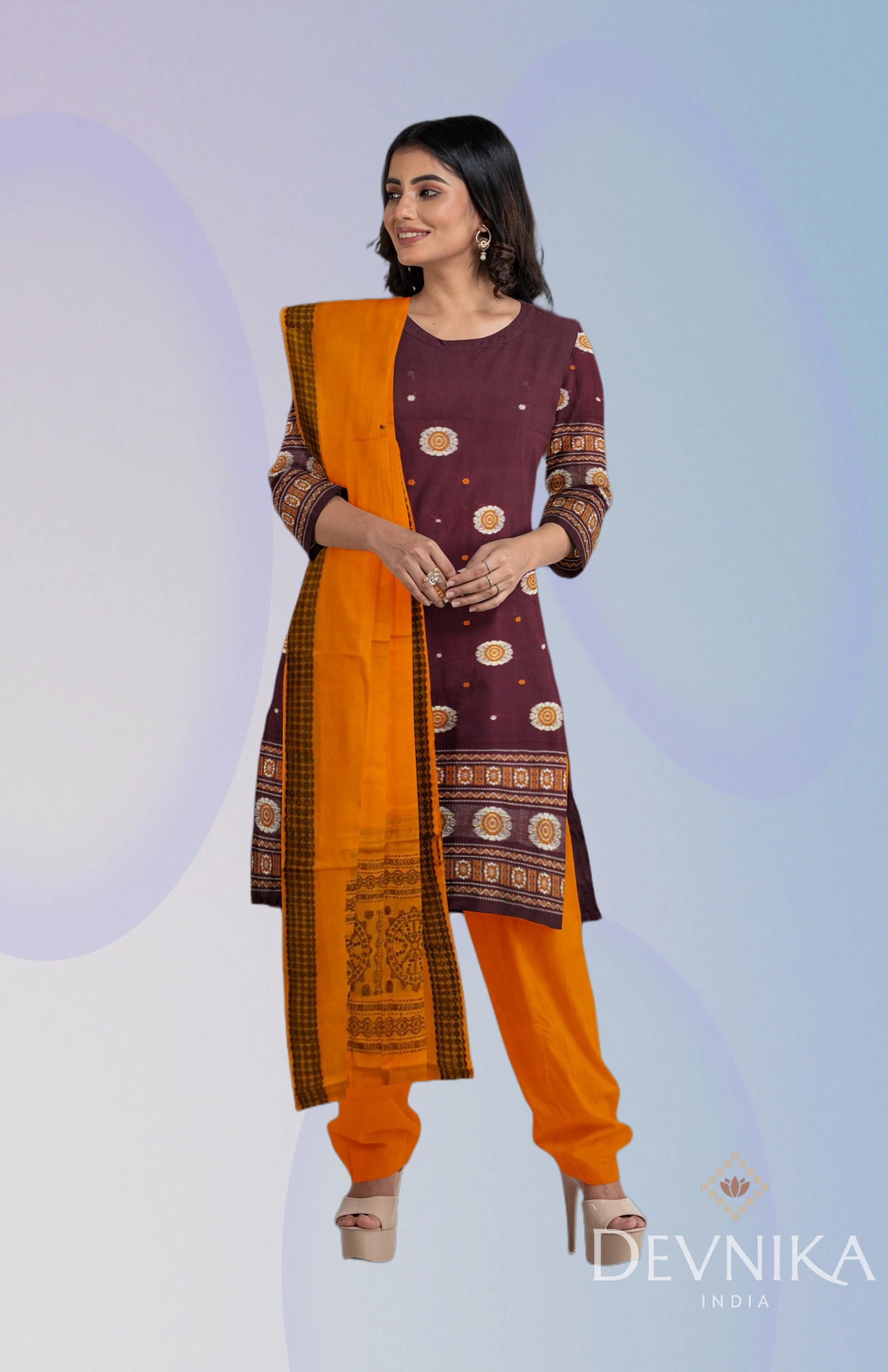Deep Maroon Bomkai Dress Set