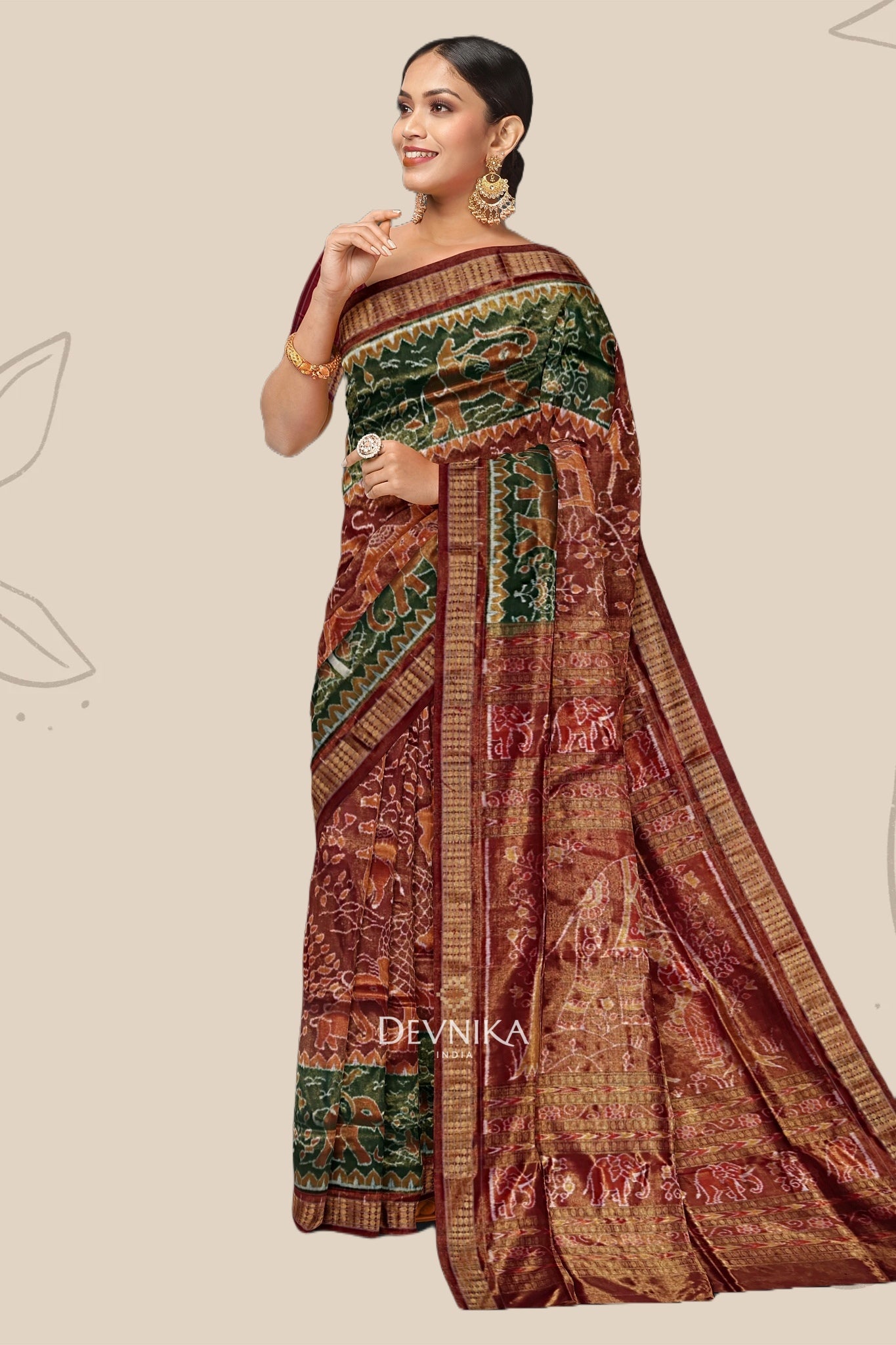 Golden Brown Body Bandha Tissue Saree