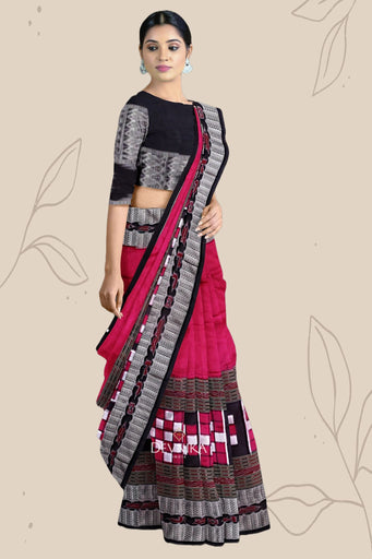 Hot Pink Border Pasapalli Bichitrapuri Saree