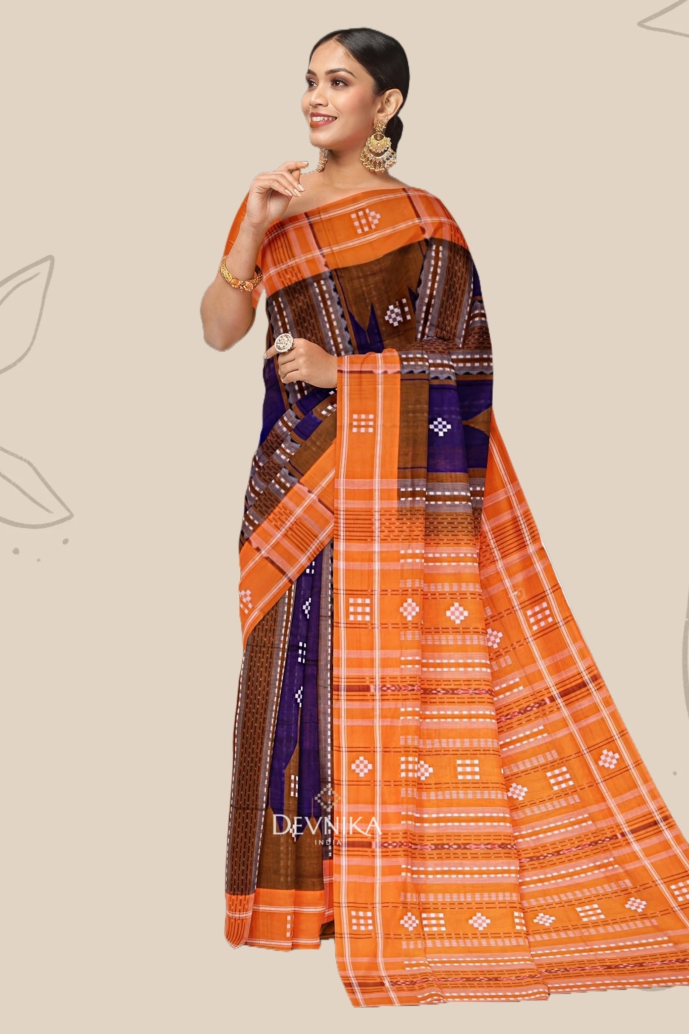 Blue Taj Mahal Border Pata Bapta Saree