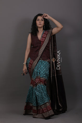 Double Border Bandha Saree | Odisha Handloom GI Tagged | Devnika