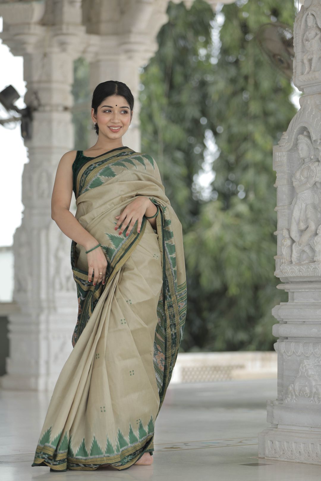 Matha Big Temple Border Khandua Pata Saree | Odisha Handloom | Devnika