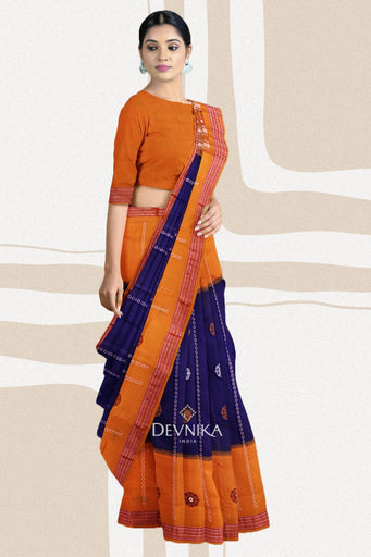 Blue Violate Bomkai Saree