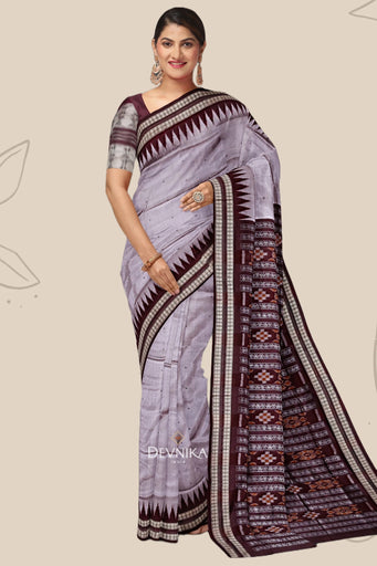Dark Silver Bomkai Butti Sambalapuri Saree