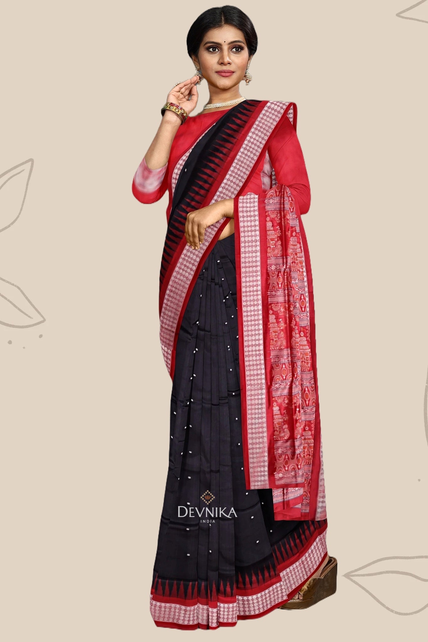 Black Bomkai Butti Sambalapuri Saree