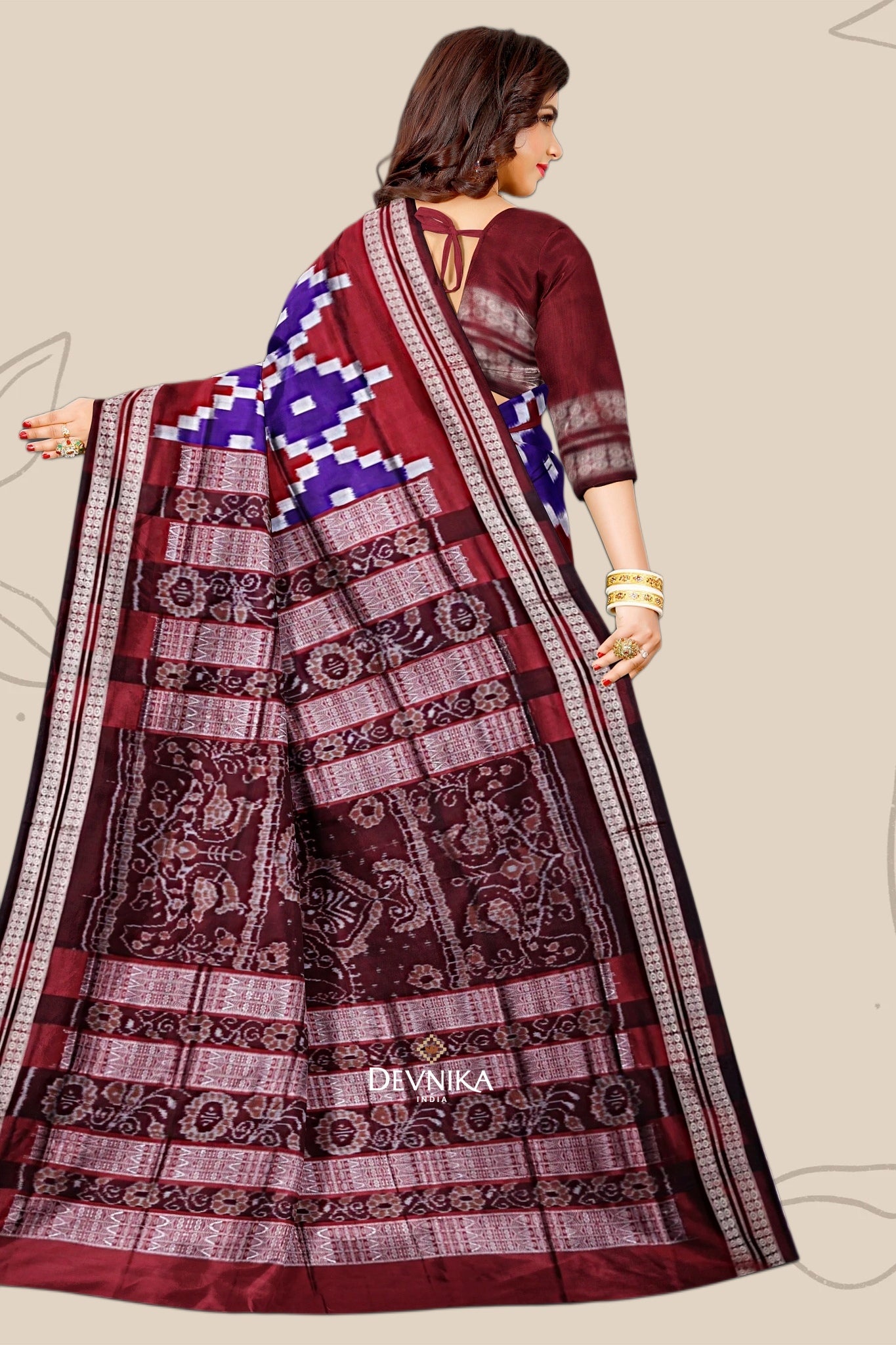 Silver and Violet Bandha Pasapalli Saree | Odisha Handloom | Devnika