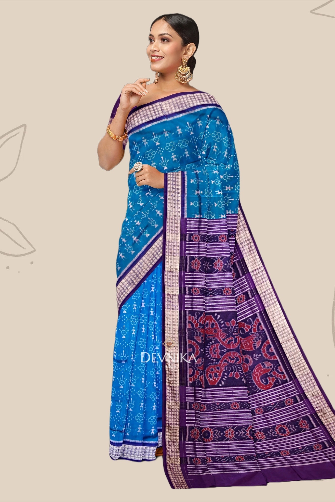 Royal Blue Teracota Bandha Saree
