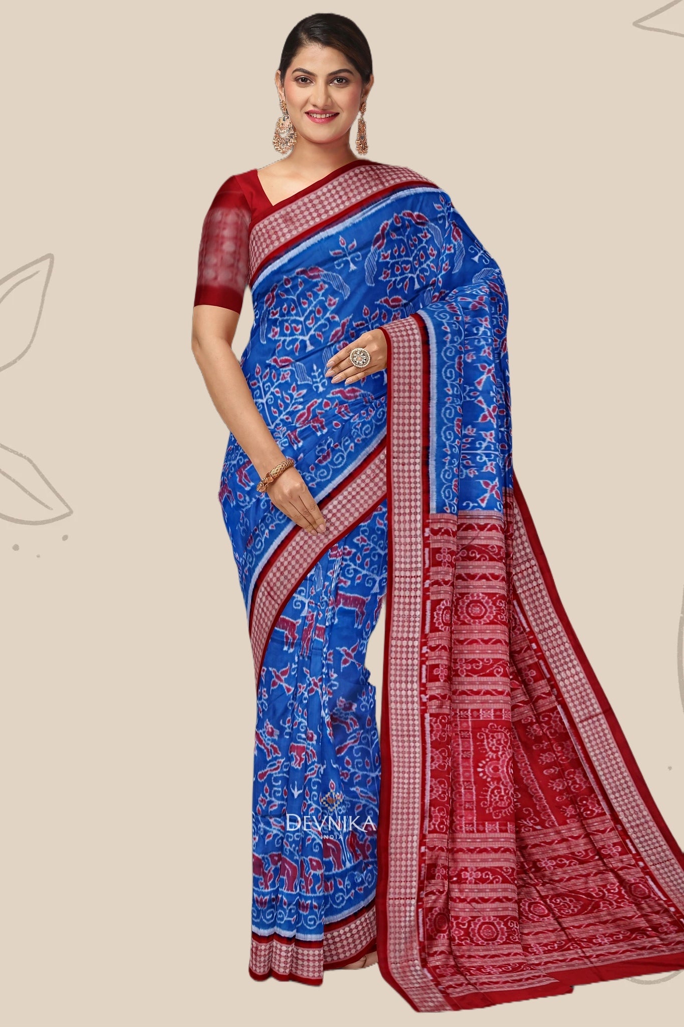 Happy Blue Traditional Body Bandha Saree