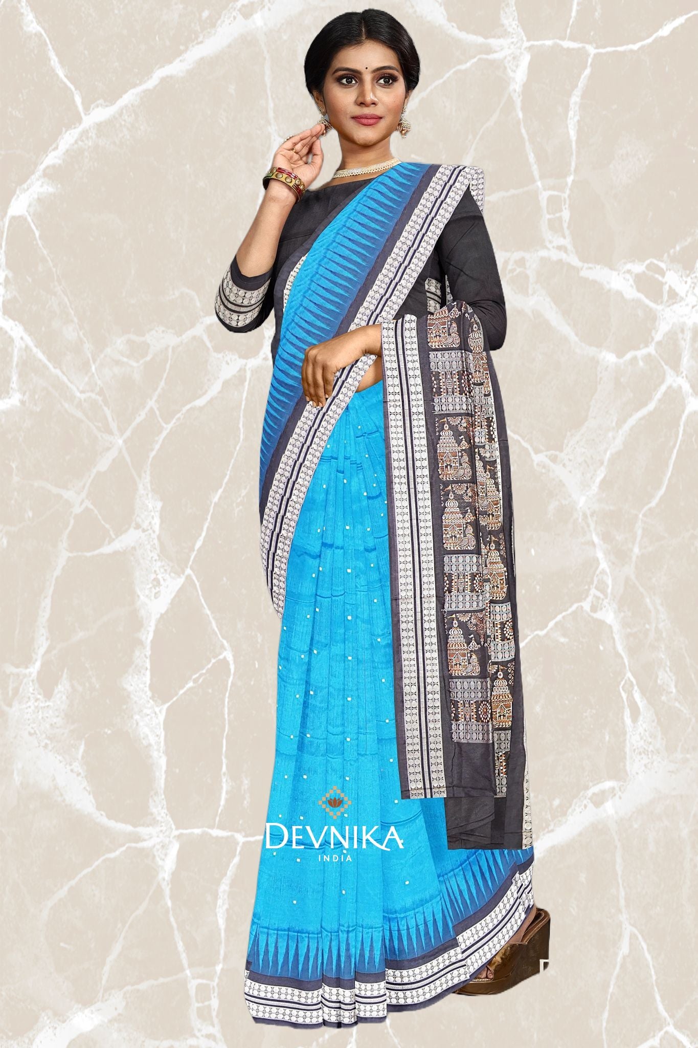 Royal Blue Bomkai Butti Saree