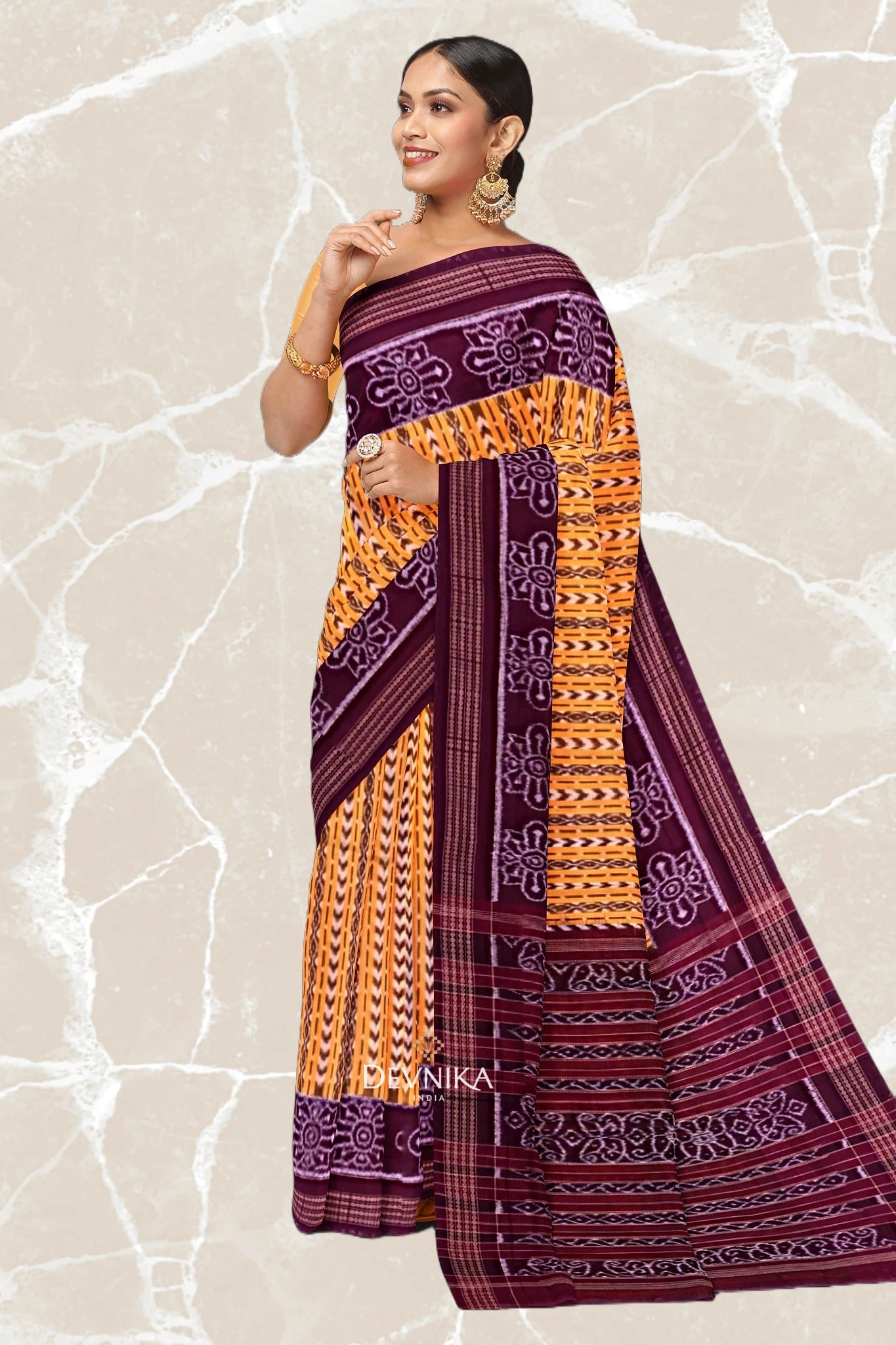 Golden Yellow Body Bandha Saree