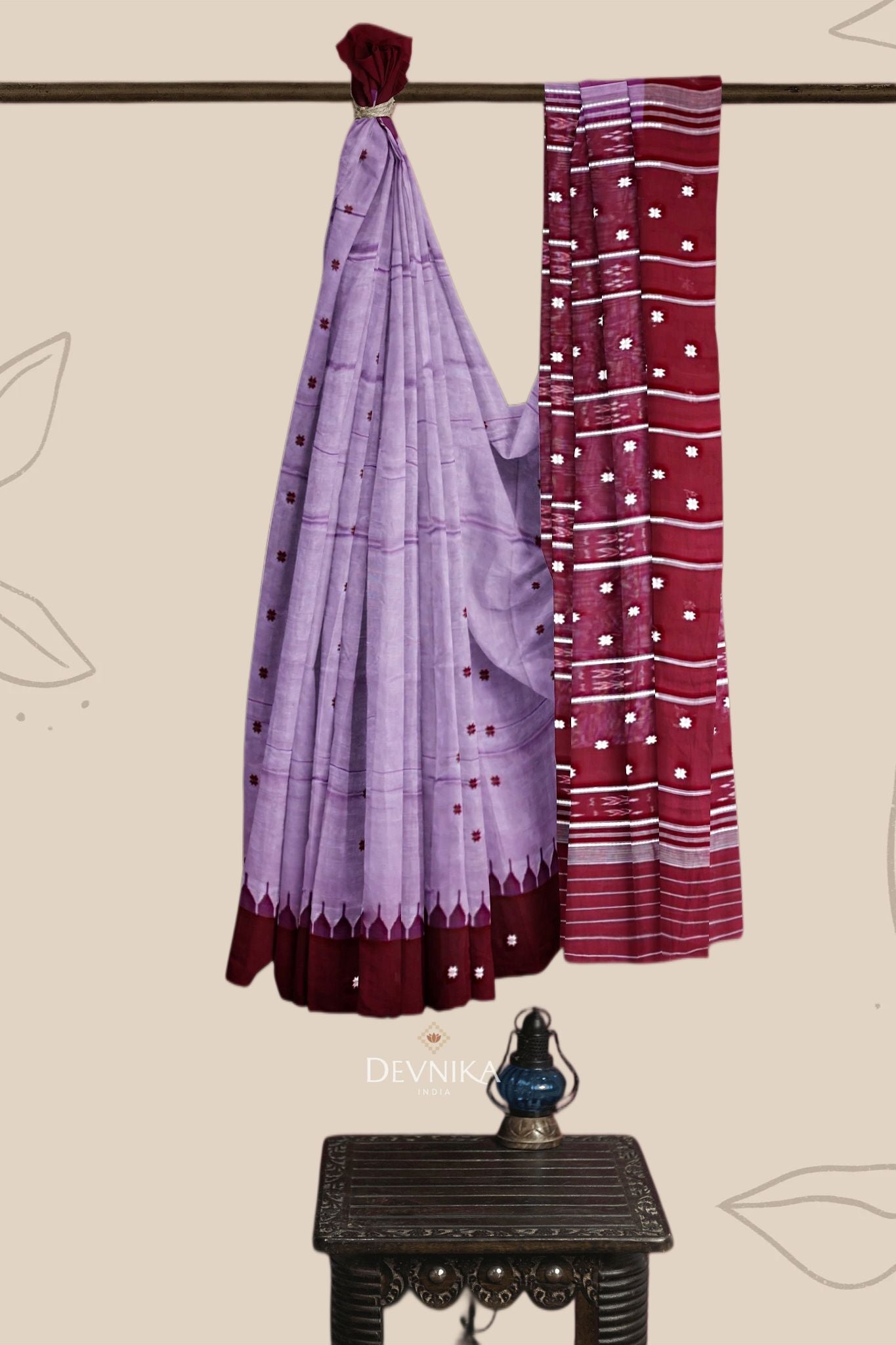 Light Violet Pata Bapta Saree