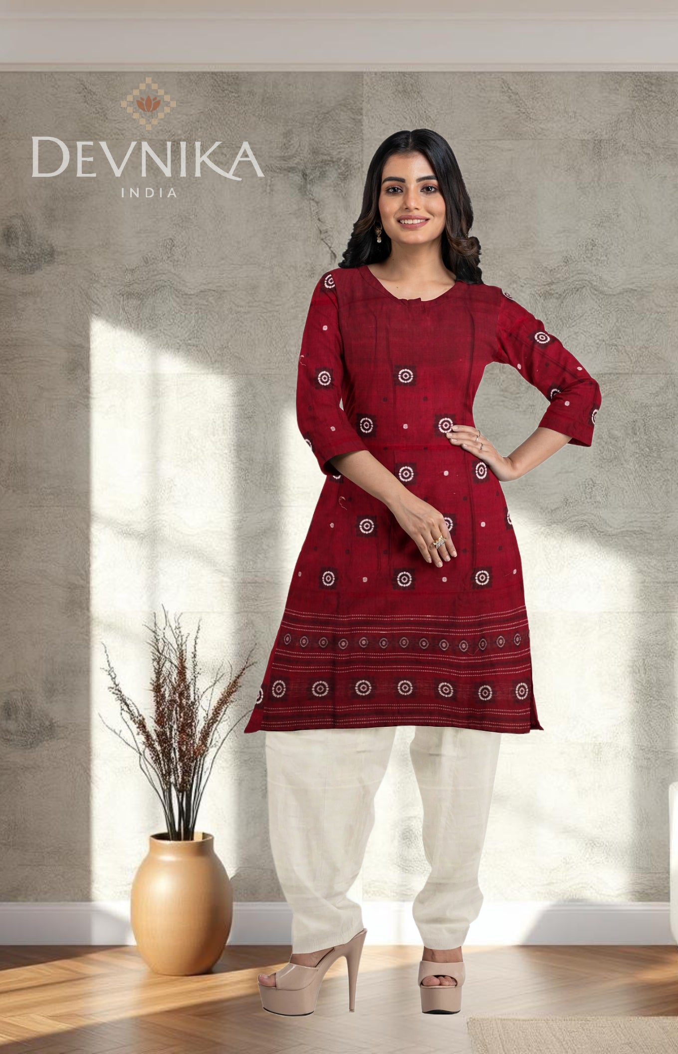 Maroon Bomkai Dress Set