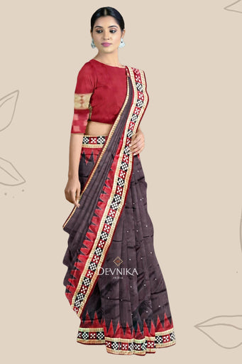 Deep Coffee Border Pasapalli Saree