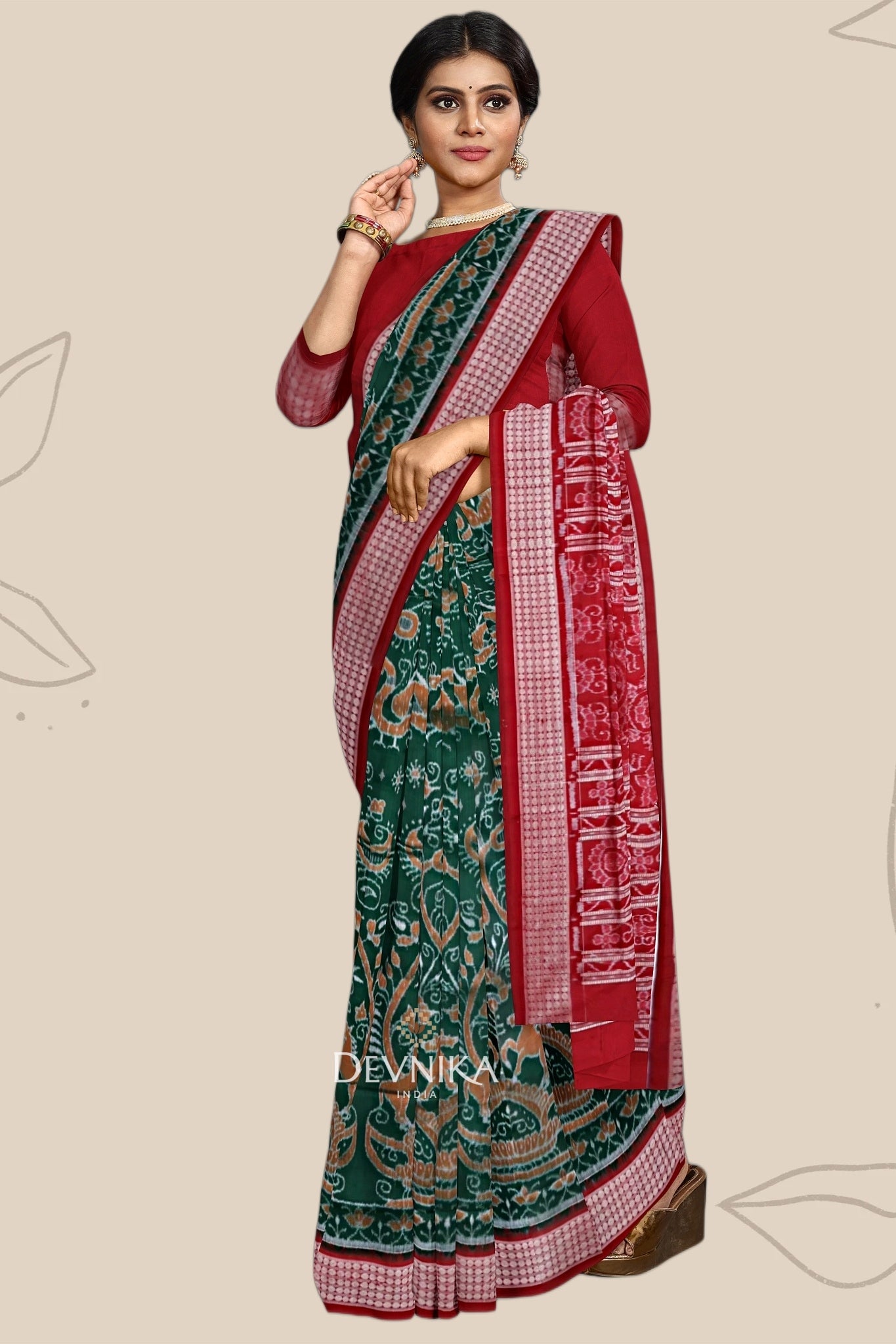 Forest Green Traditional Body Bandha Saree