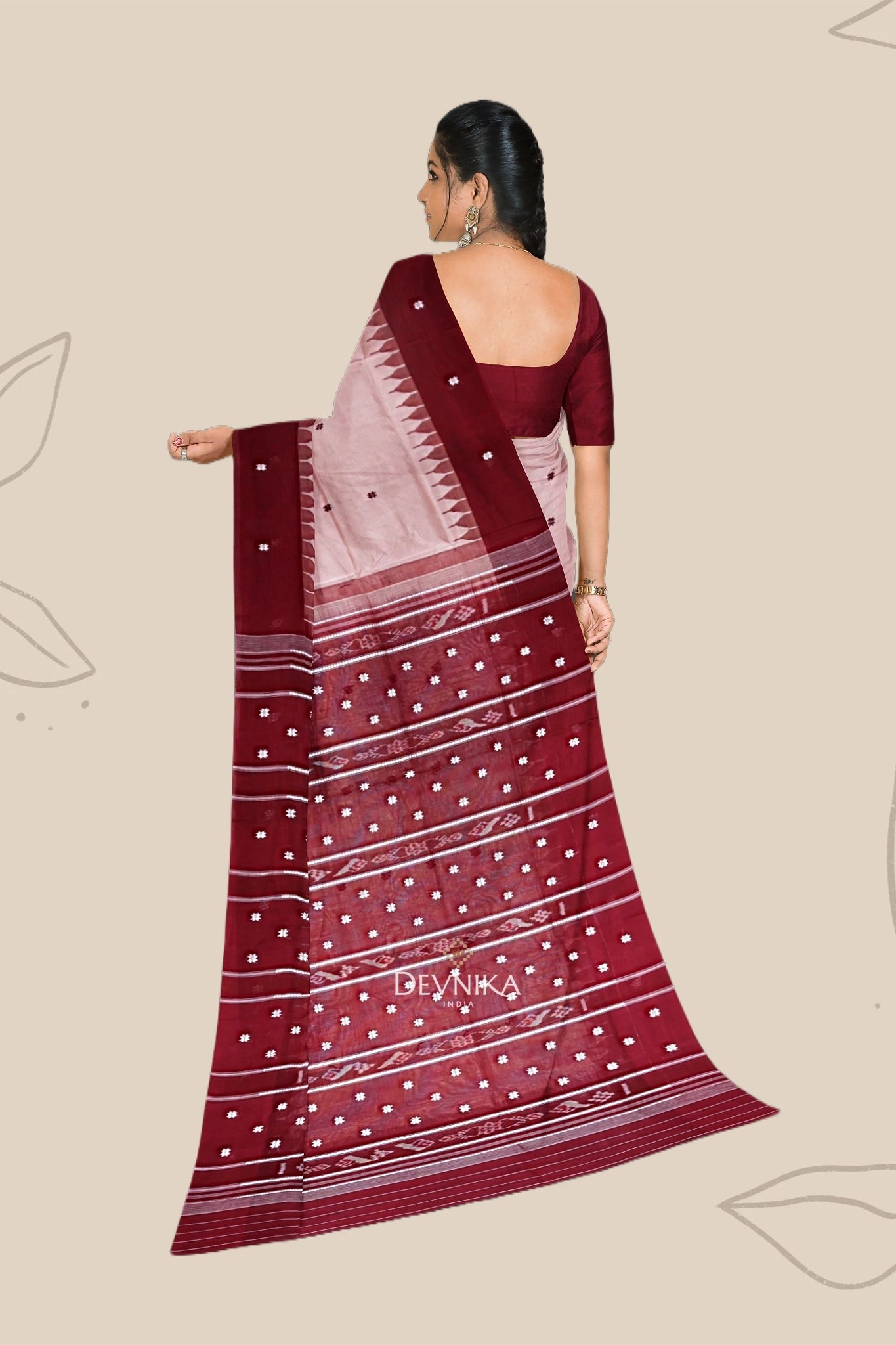 Peach Pata Bapta Saree