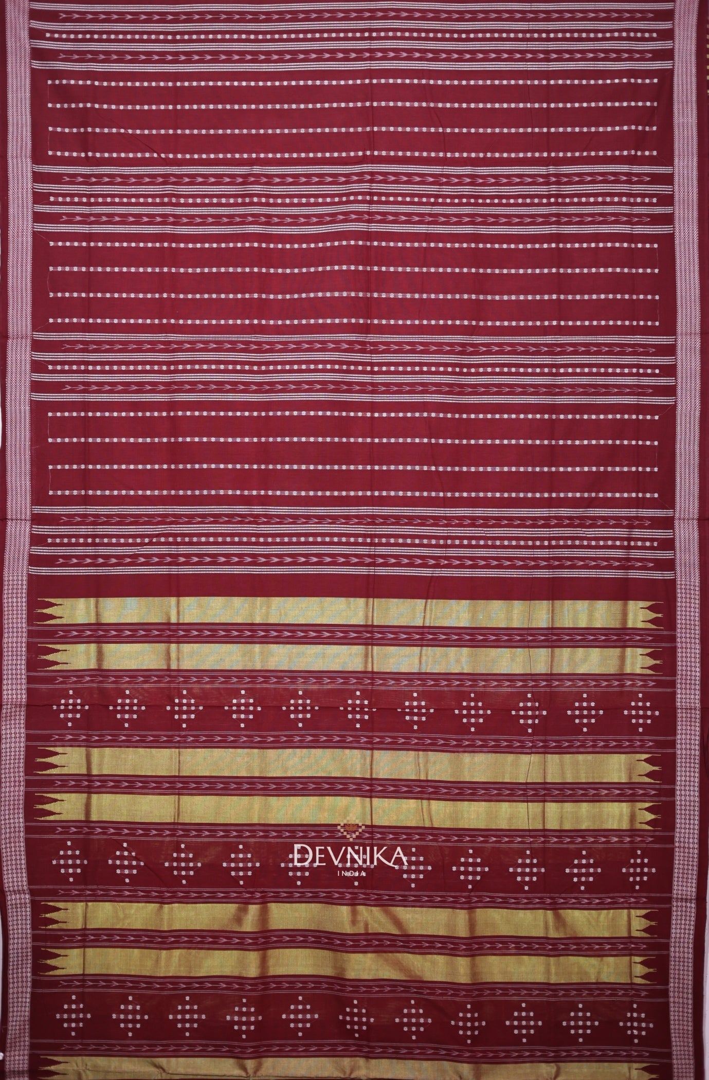 Golden Olive Pata Bapta Saree | Odisha Handloom | Devnika