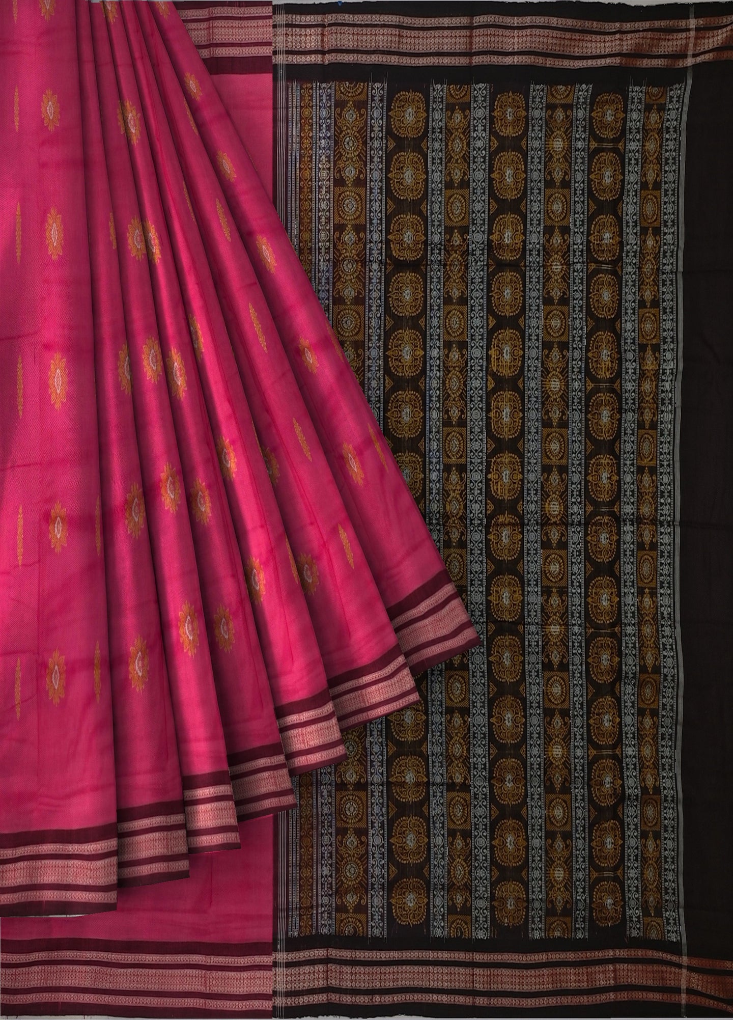 Hot Pink Bomkai Sambalapuri Saree