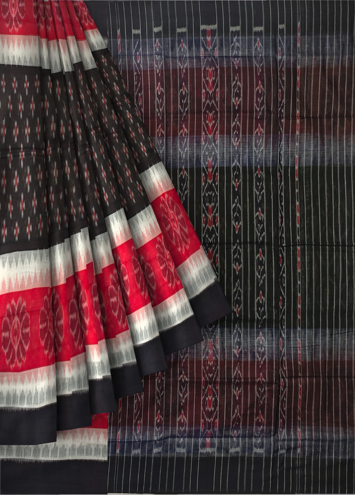 Black Mania Bandha Traditional Katiki Saree | Odisha Handloom GI Tagged | Devnika