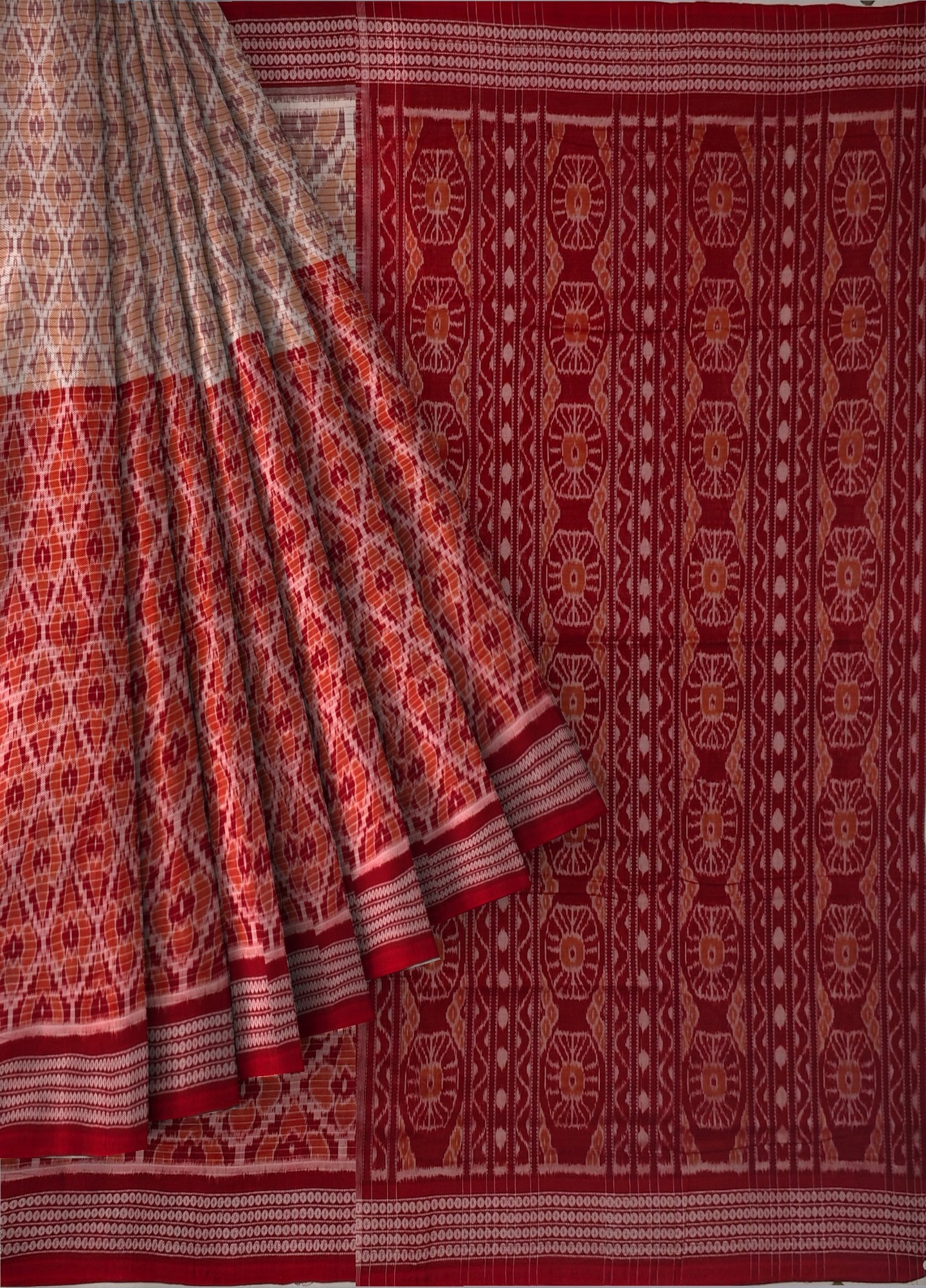 Chandan Maroon Half Half Body Bandha Saree