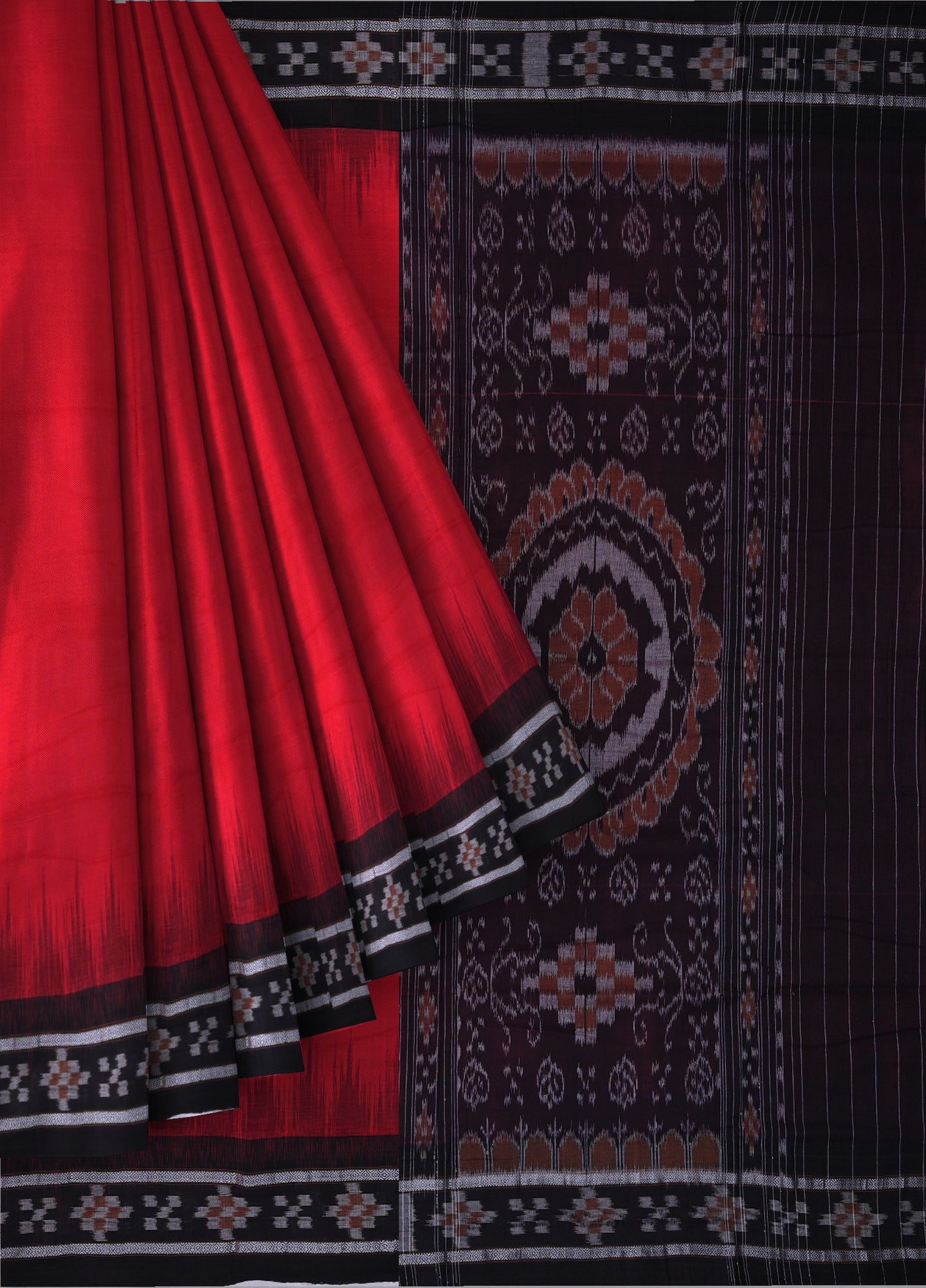 Red Mania Bandha Border Pasapalli Saree | Odisha Handloom GI Tagged | Devnika