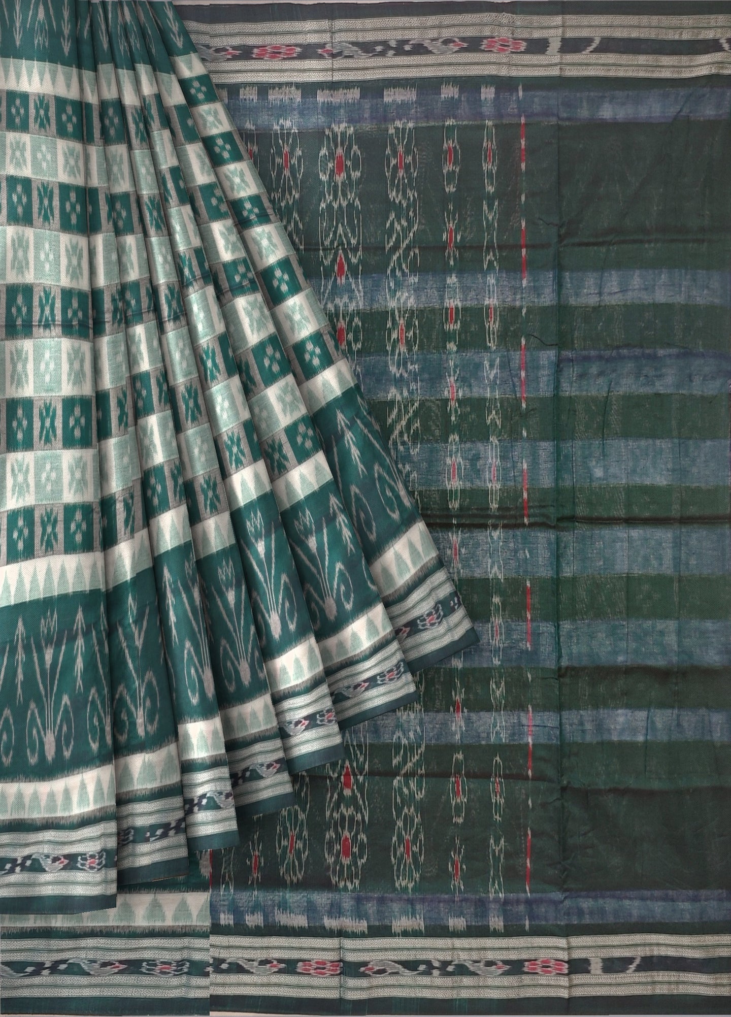 Green Mania Bandha Traditional Katiki Saree | Odisha Handloom GI Tagged | Devnika