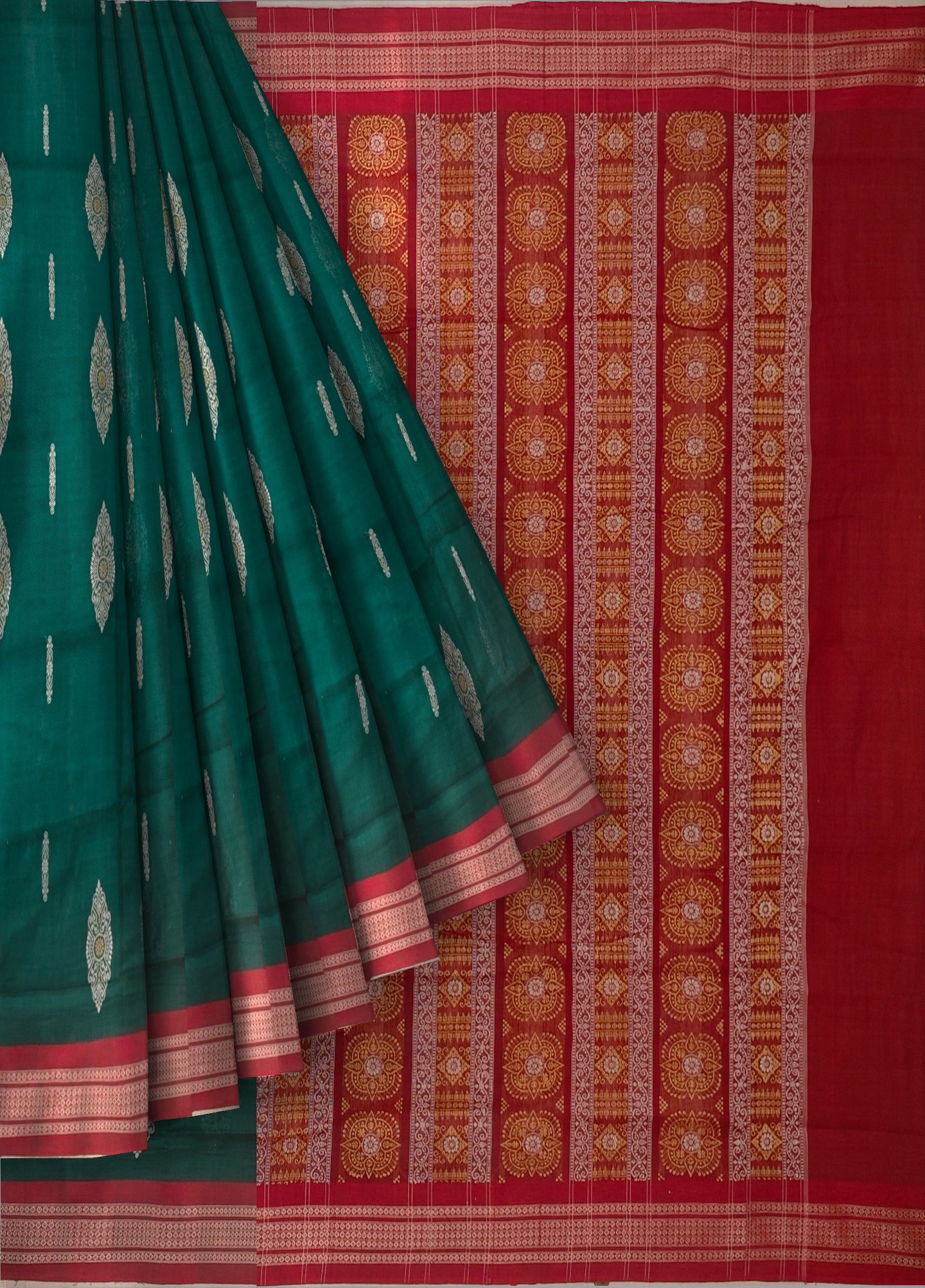 Green Bomkai Sambalapuri Saree
