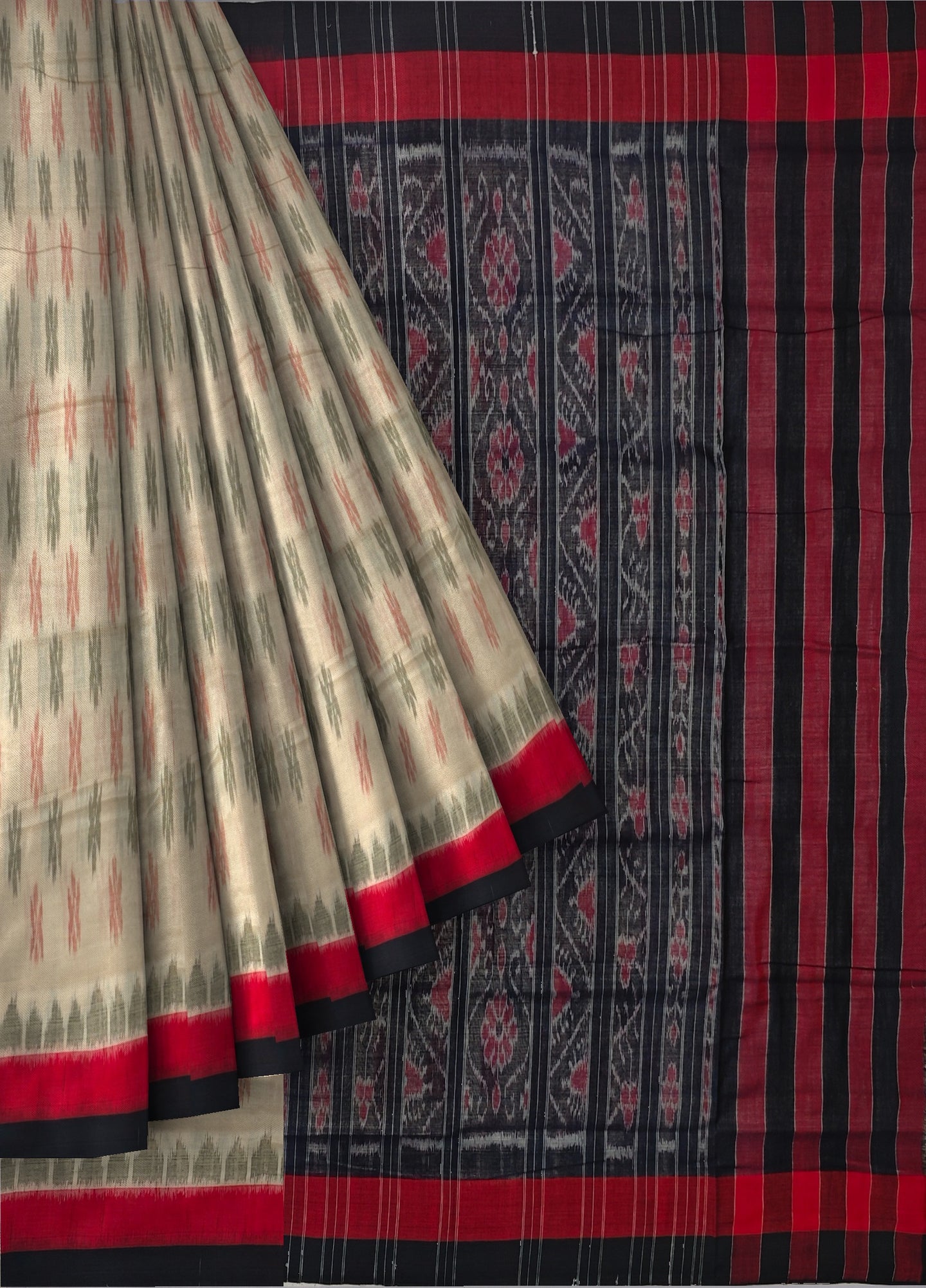 Chandan Mania Bandha Traditional Katiki Saree | Odisha Handloom GI Tagged | Devnika