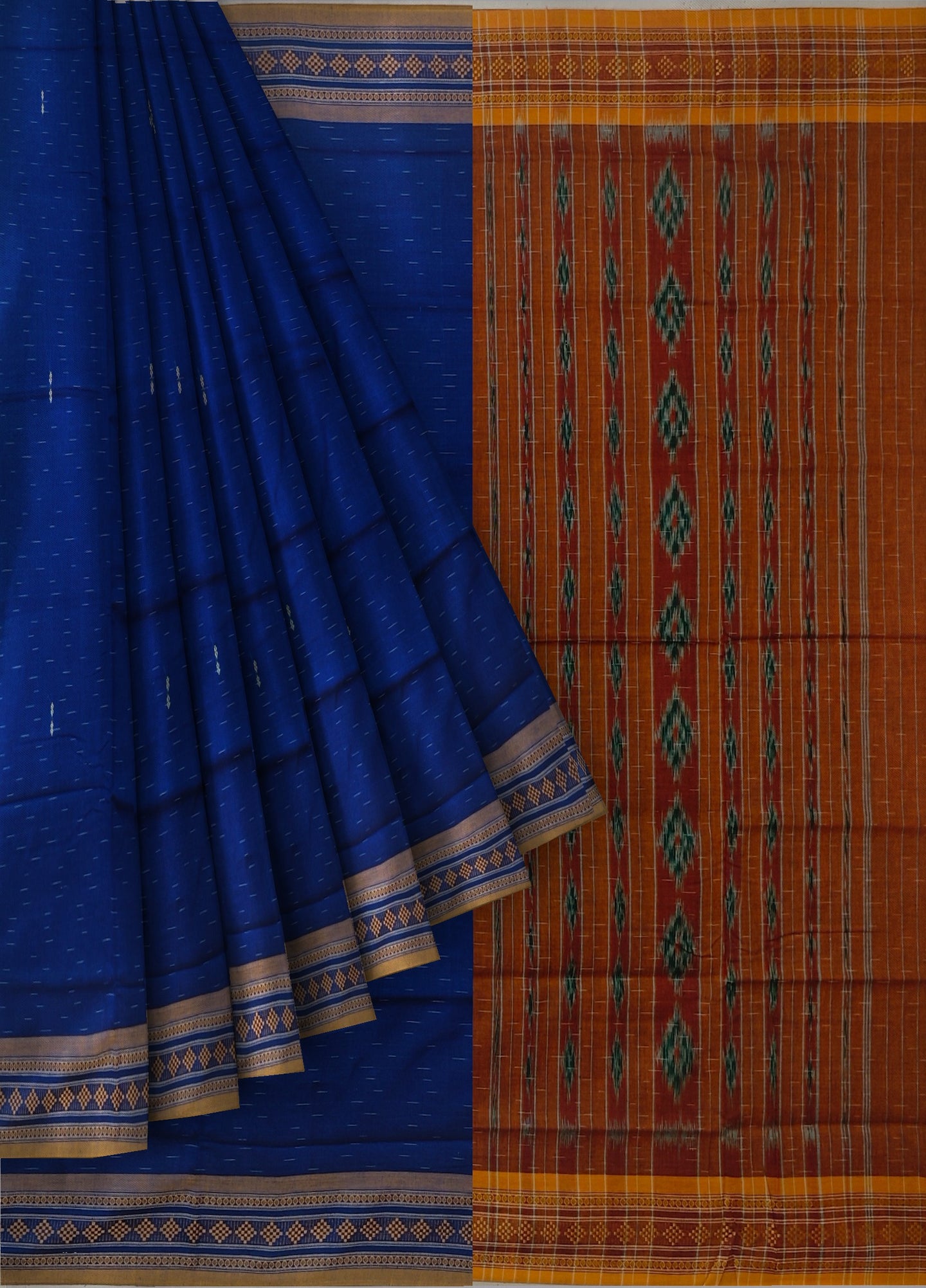 Navy Blue Bomkai Border Pasapalli Saree | Odisha Handloom GI Tagged | Devnika