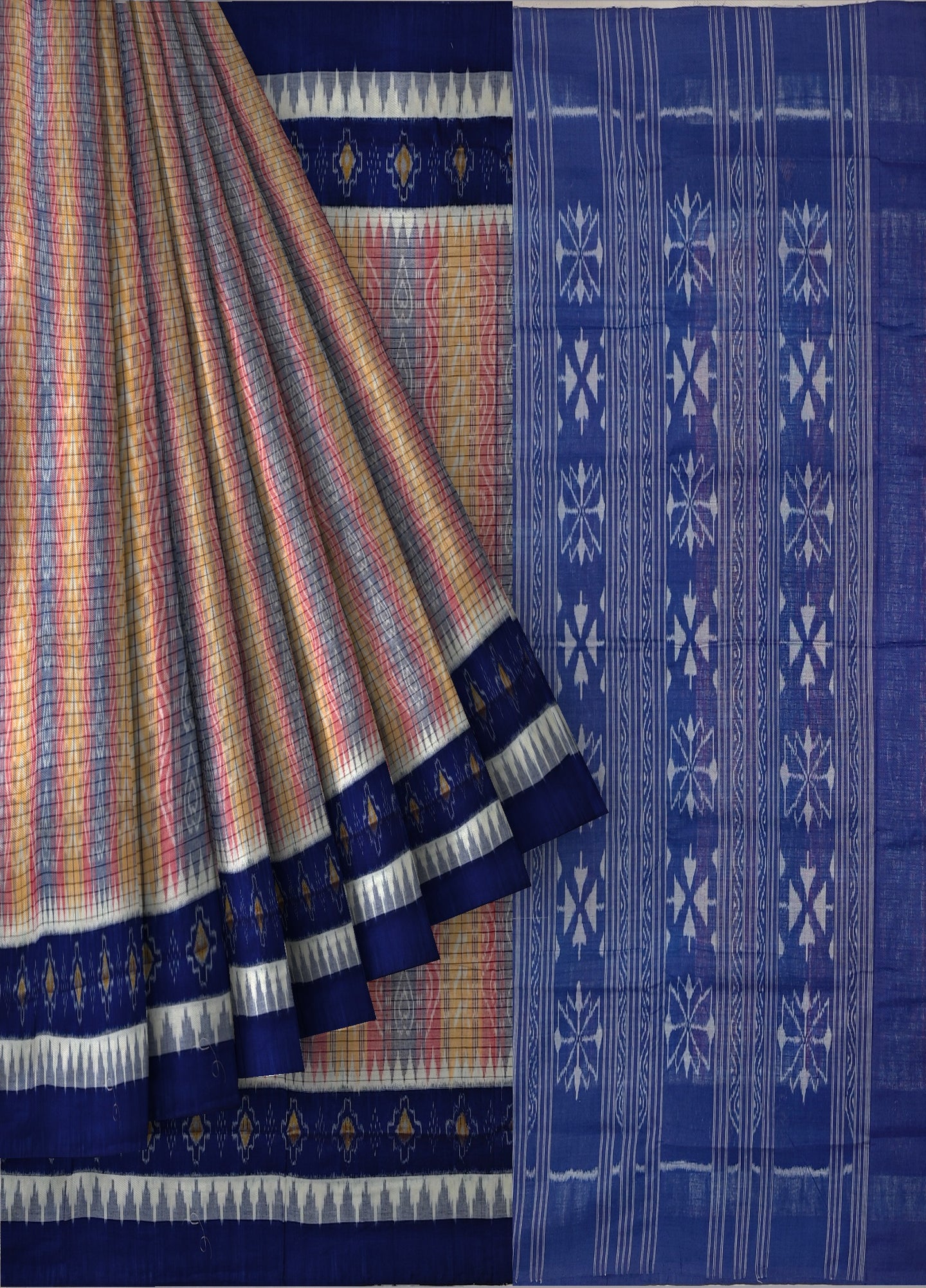 Blue Red Yellow Body Bandha Saree