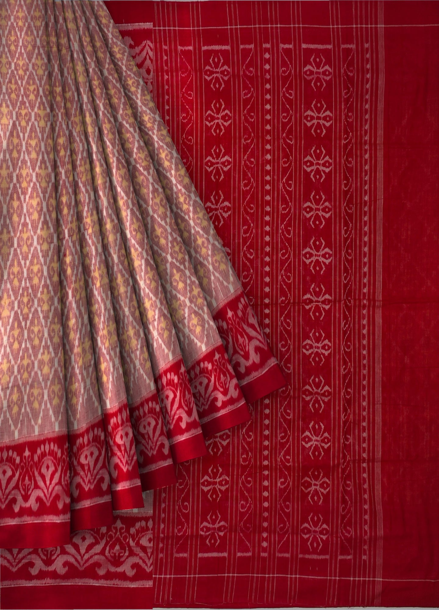 Cross Red Teracota Bandha Saree