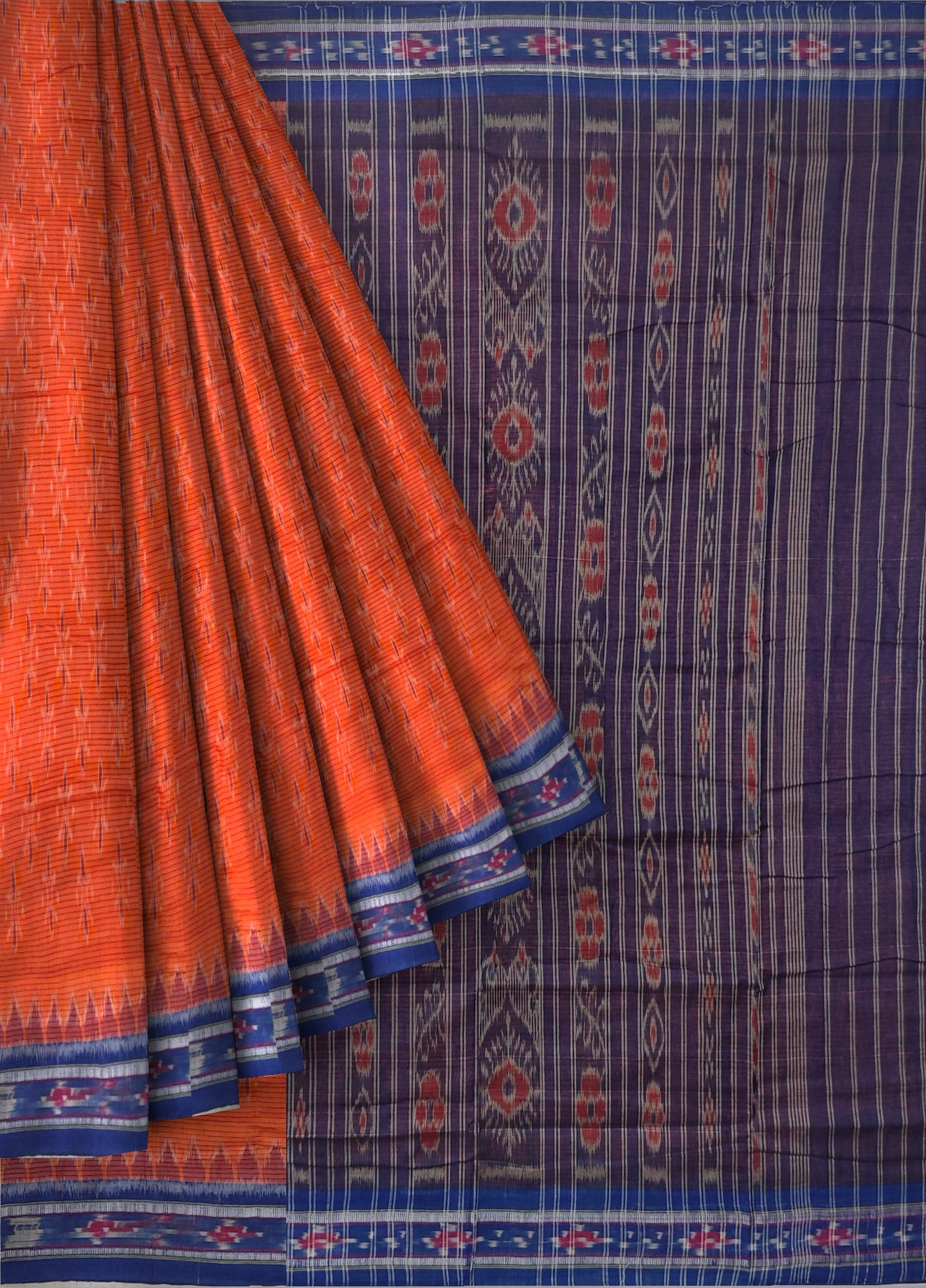 Orange Mania Bandha Traditional Katiki Saree | Odisha Handloom GI Tagged | Devnika
