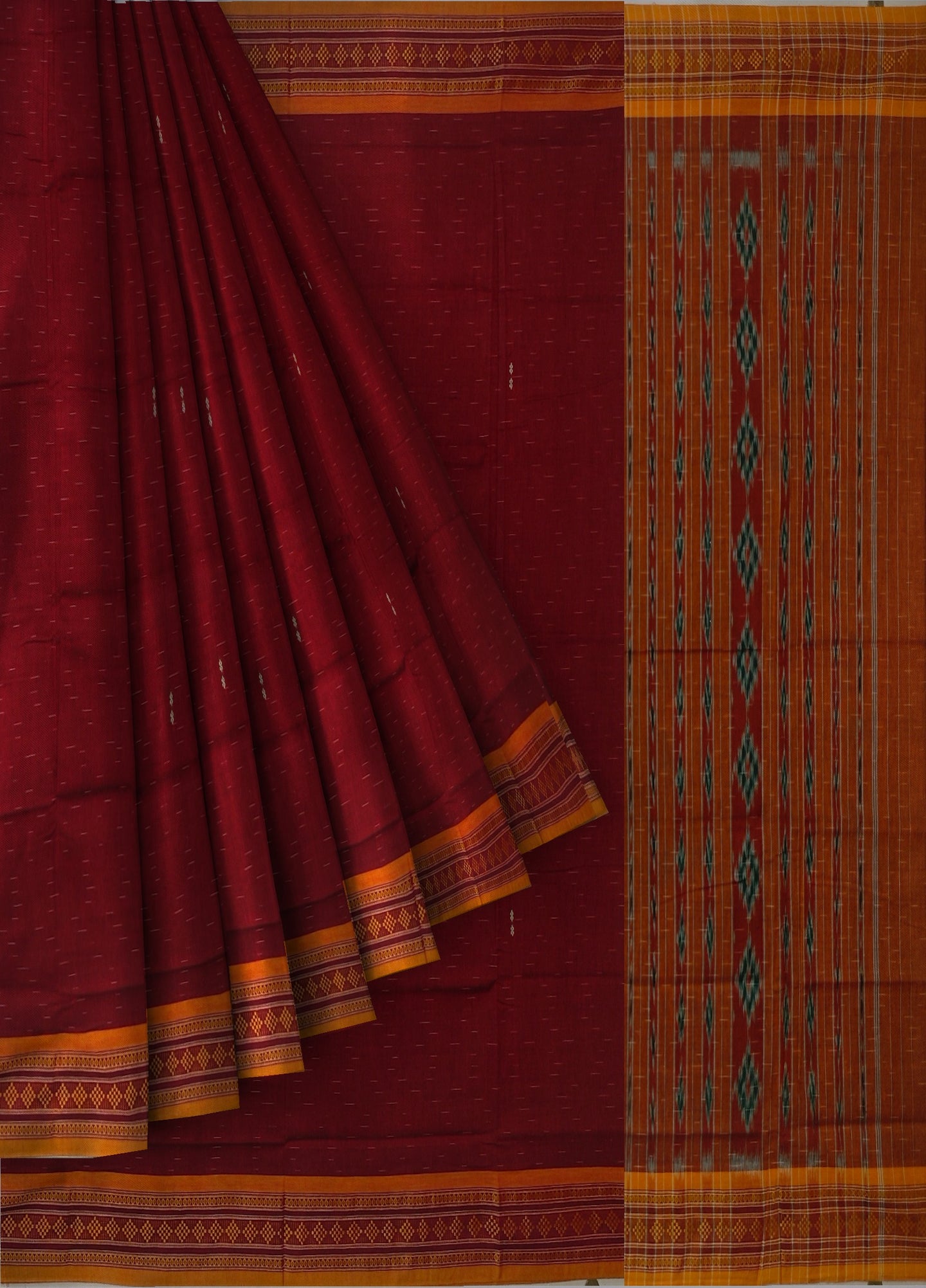Light Maroon Bomkai Border Pasapalli Saree | Odisha Handloom GI Tagged | Devnika