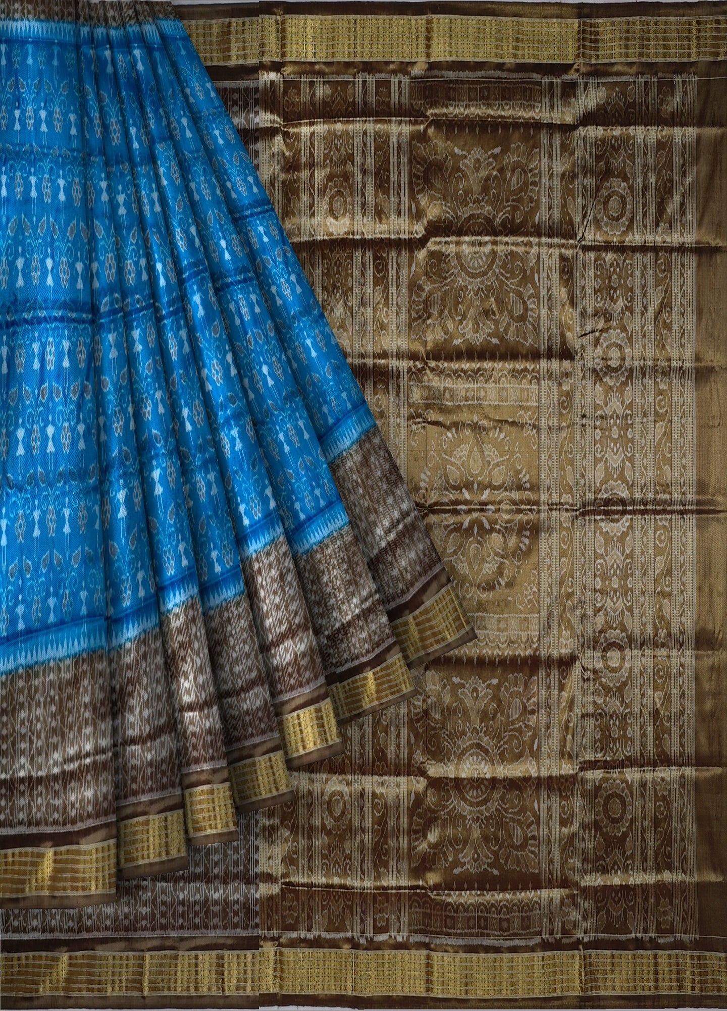 Copper Sulphate Half Body Bandha Tissue Silk Saree | Odisha Handloom GI Tagged | Devnika