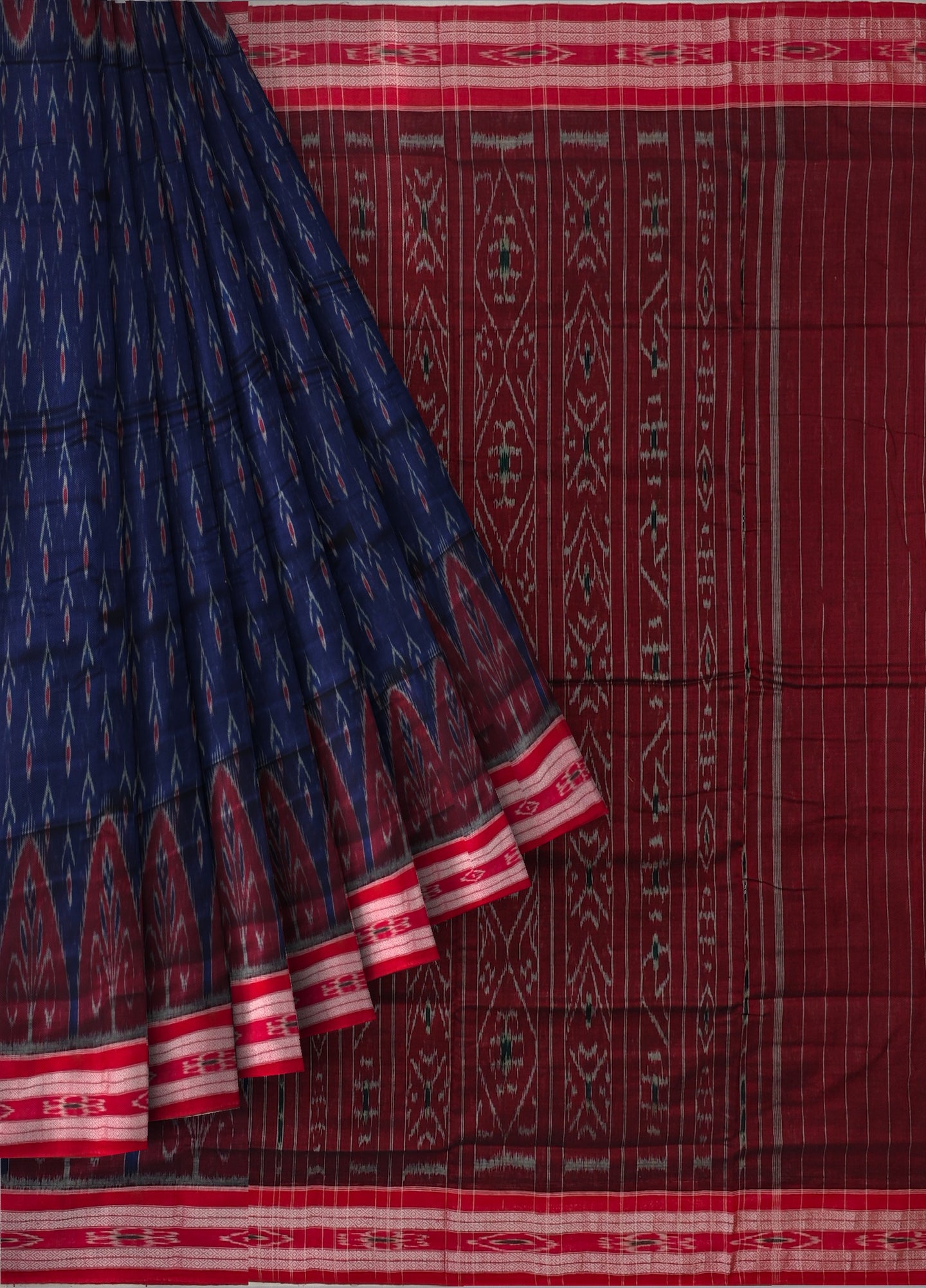 Deep Blue Mania Bandha Traditional Katiki Saree | Odisha Handloom GI Tagged | Devnika