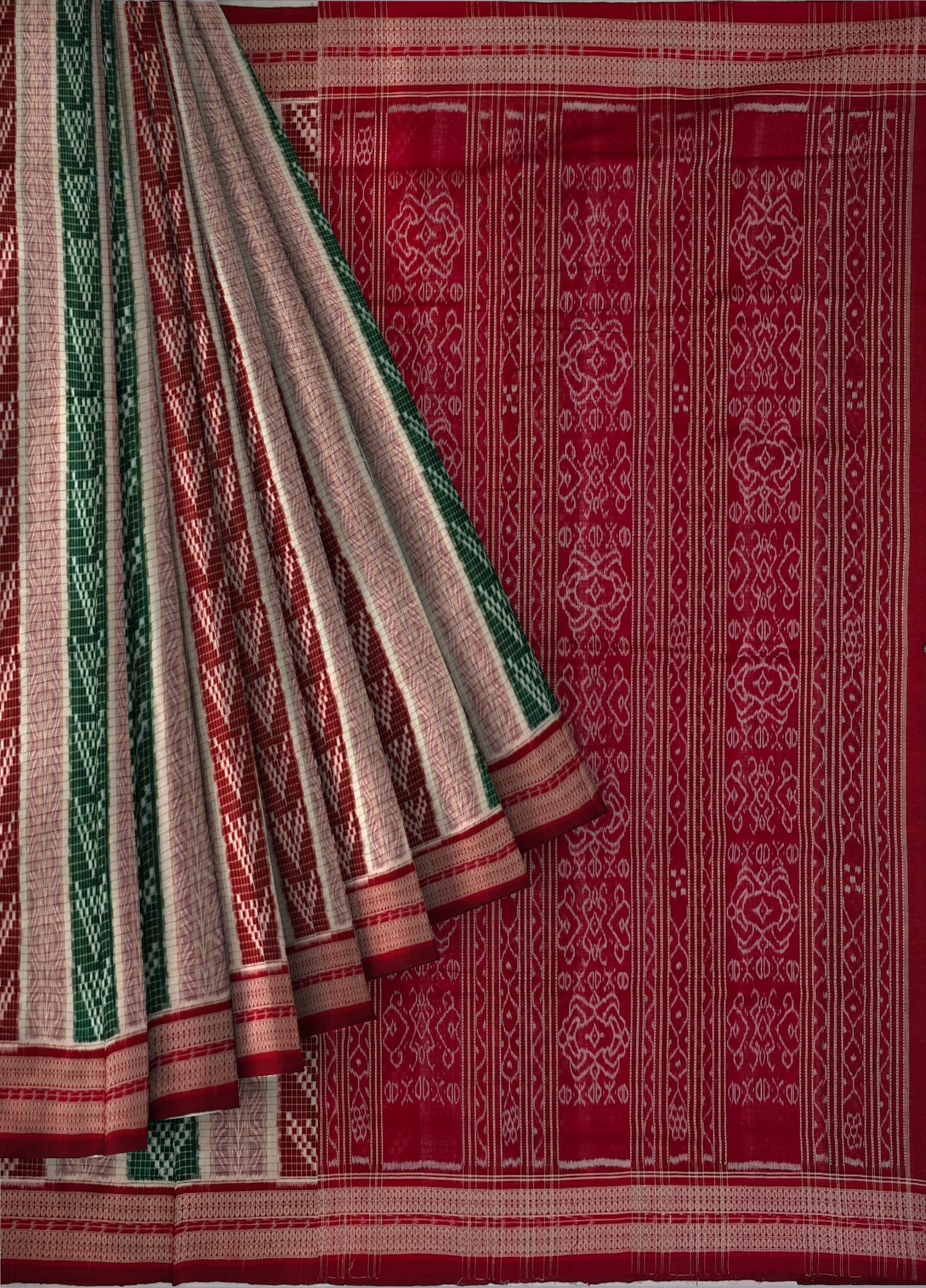 Maroon & Green Bandha Pasapalli Saree | Odisha Handloom | Devnika