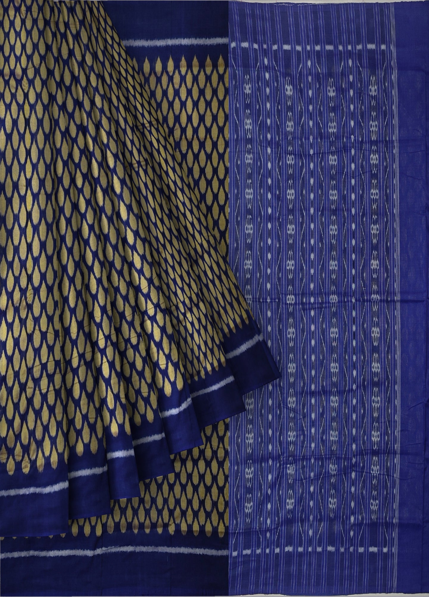 Blue Golden Tikili Bandha Saree