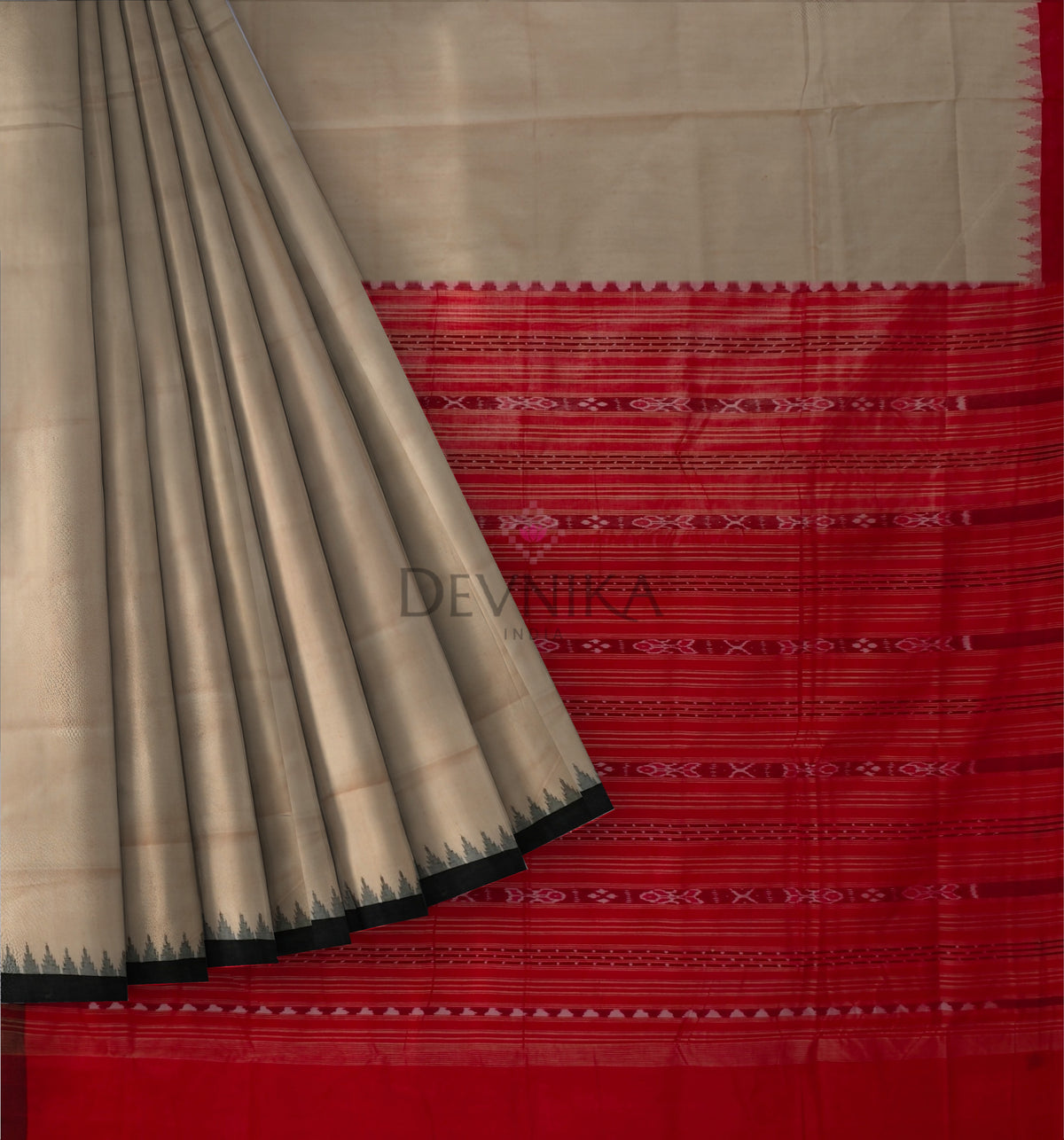 Chandan Ganga Jamuna Cotton Bapta Saree | Odisha Handloom GI Tagged | Devnika